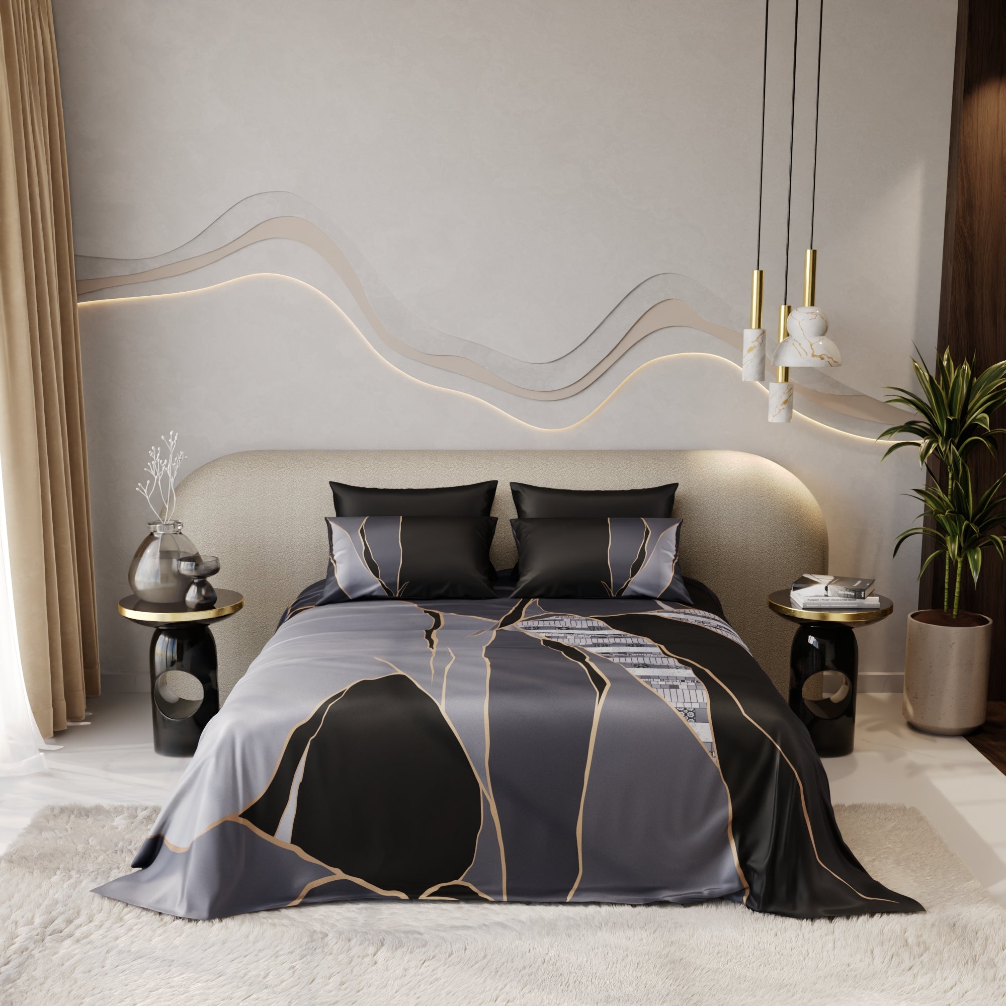 Charcoal Mirage Enriched Cotton Bedsheet Set