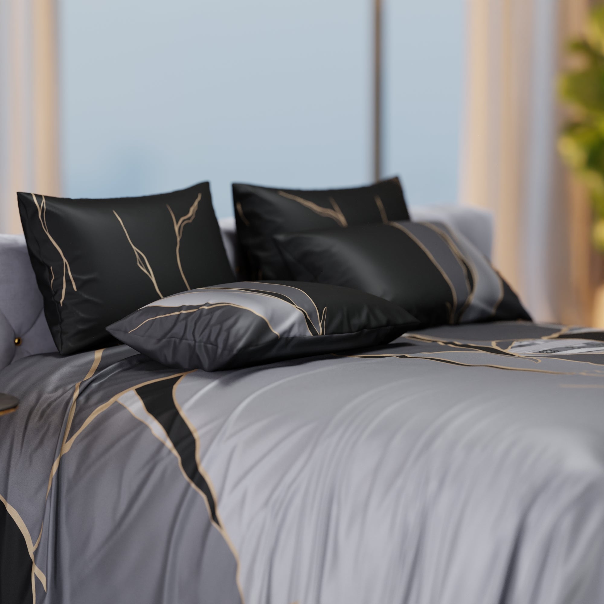 Charcoal Mirage Enriched Cotton Bedsheet Set