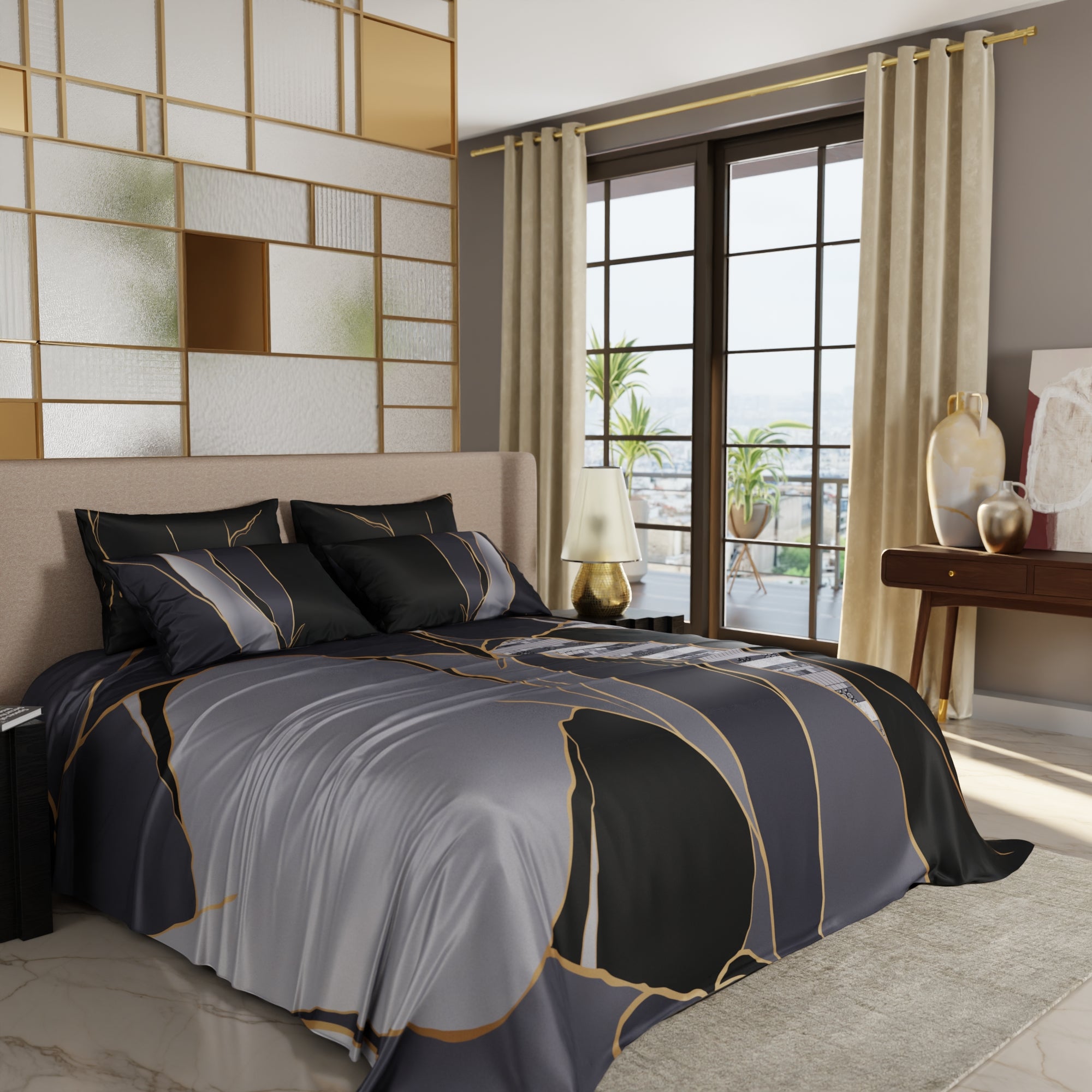 Charcoal Mirage Enriched Cotton Bedsheet Set