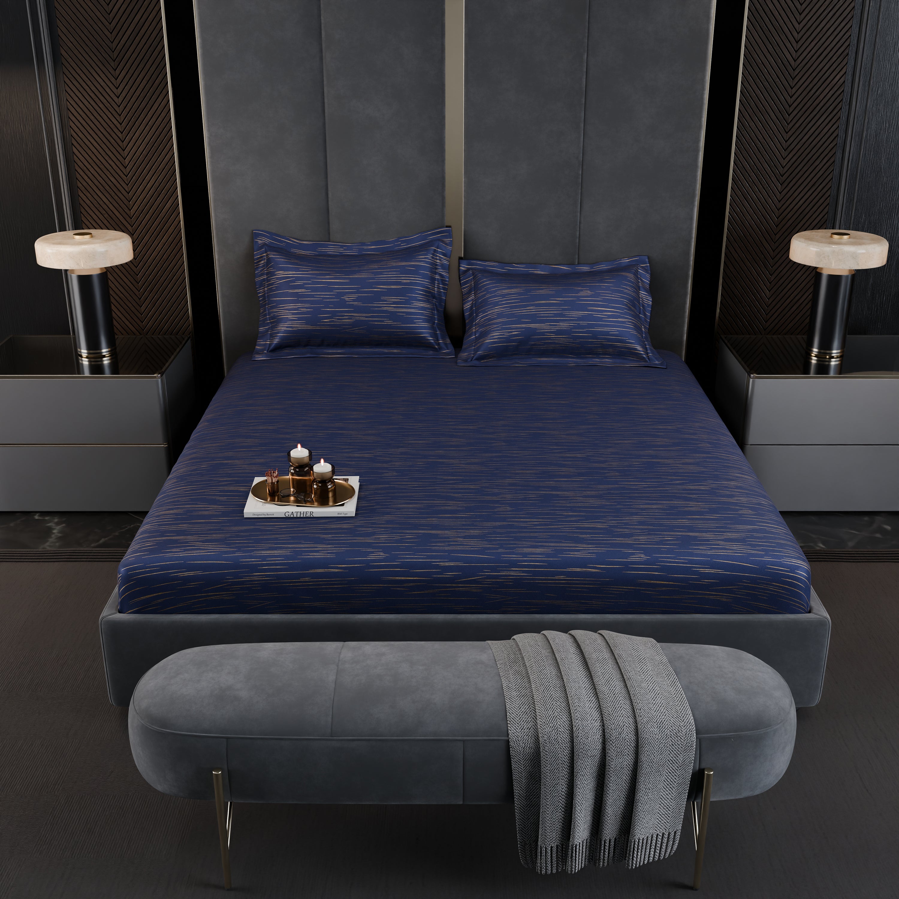 Sapphire Sparkle Luxstre Cotton Fitted Sheet Set