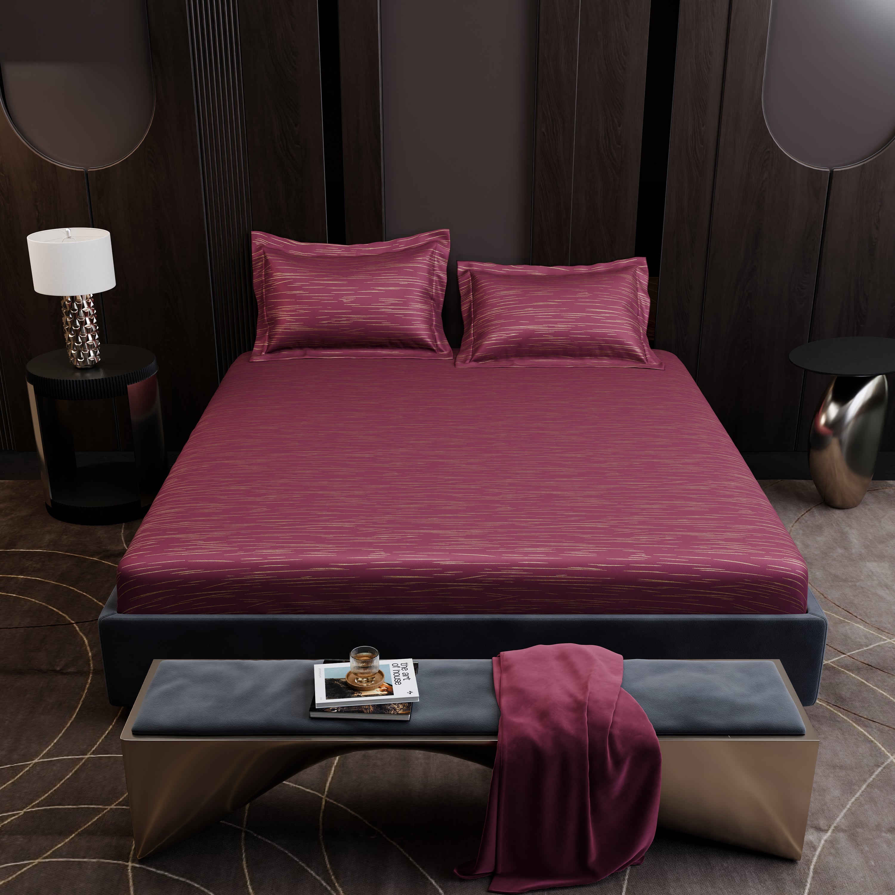 Crimson Radiance Luxstre Cotton Fitted Sheet Set