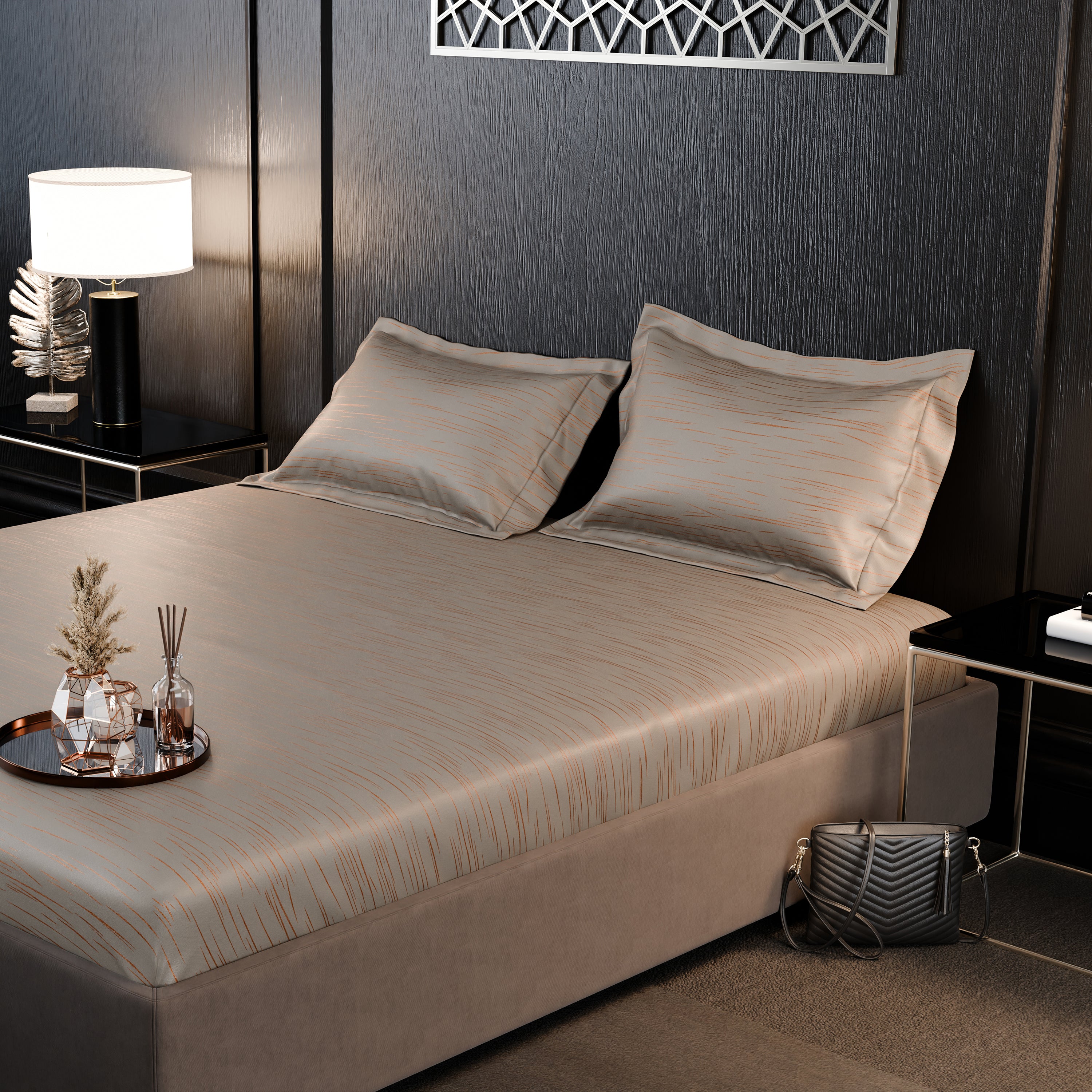 Sandstone Glow Luxstre Cotton Fitted Sheet Set