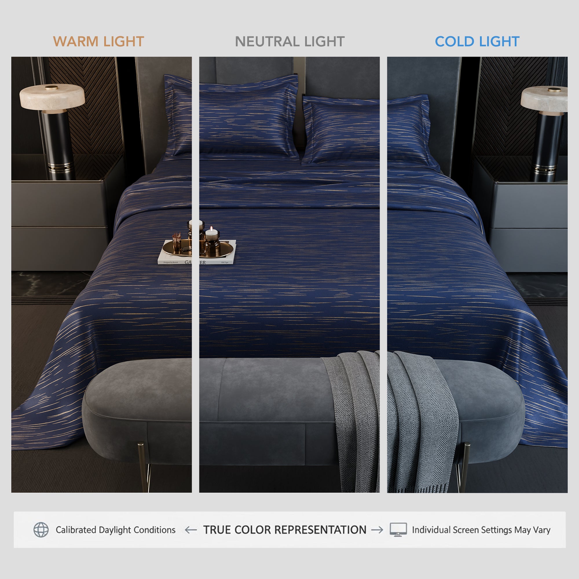 Sapphire Sparkle Luxstre Cotton Bedsheet Set