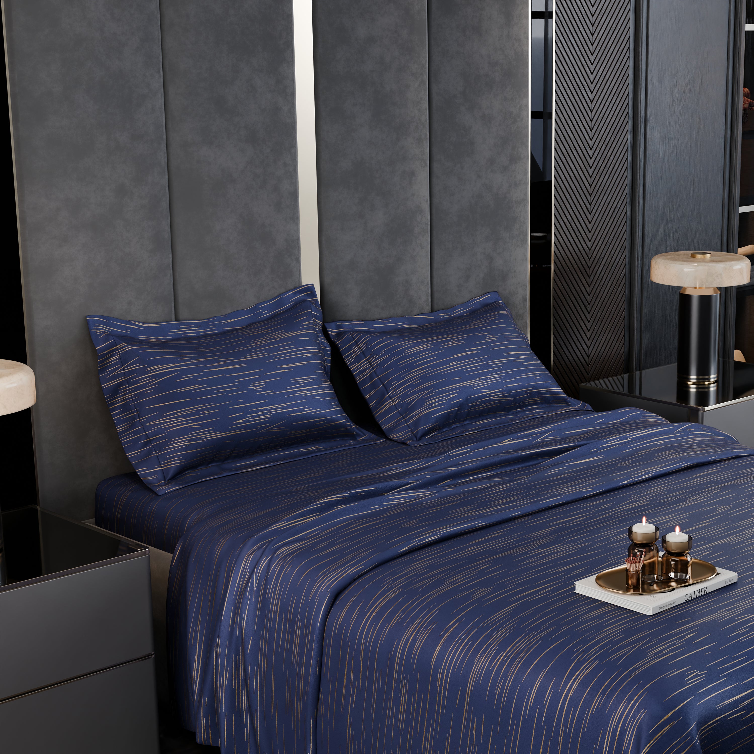 Sapphire Sparkle Luxstre Cotton Bedsheet Set