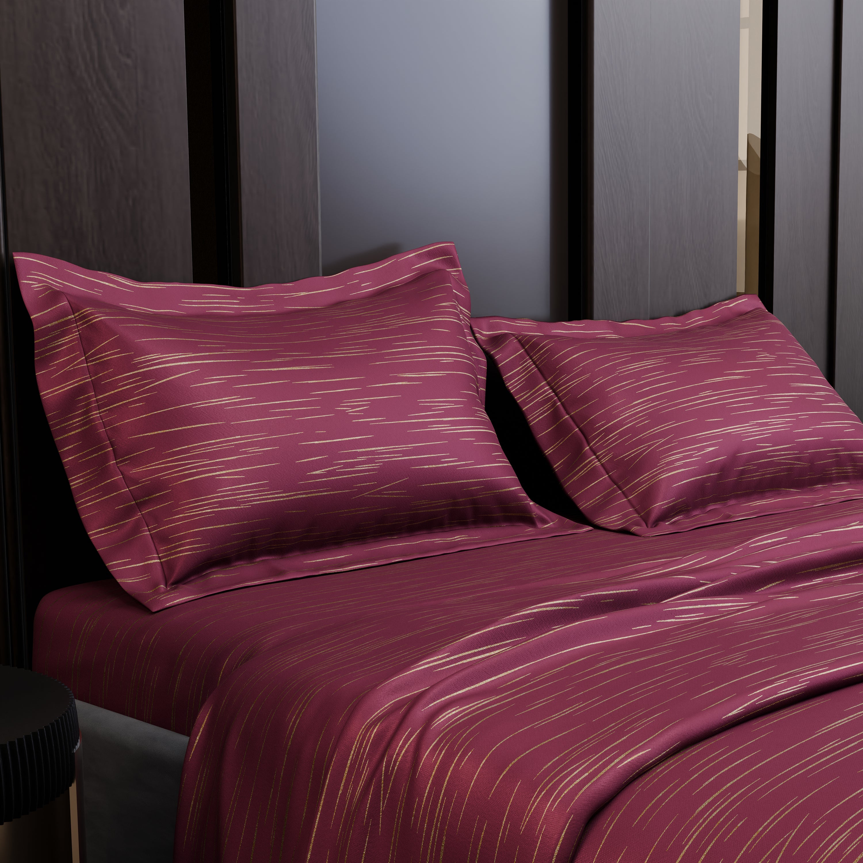 Crimson Radiance Luxstre Cotton Bedsheet Set