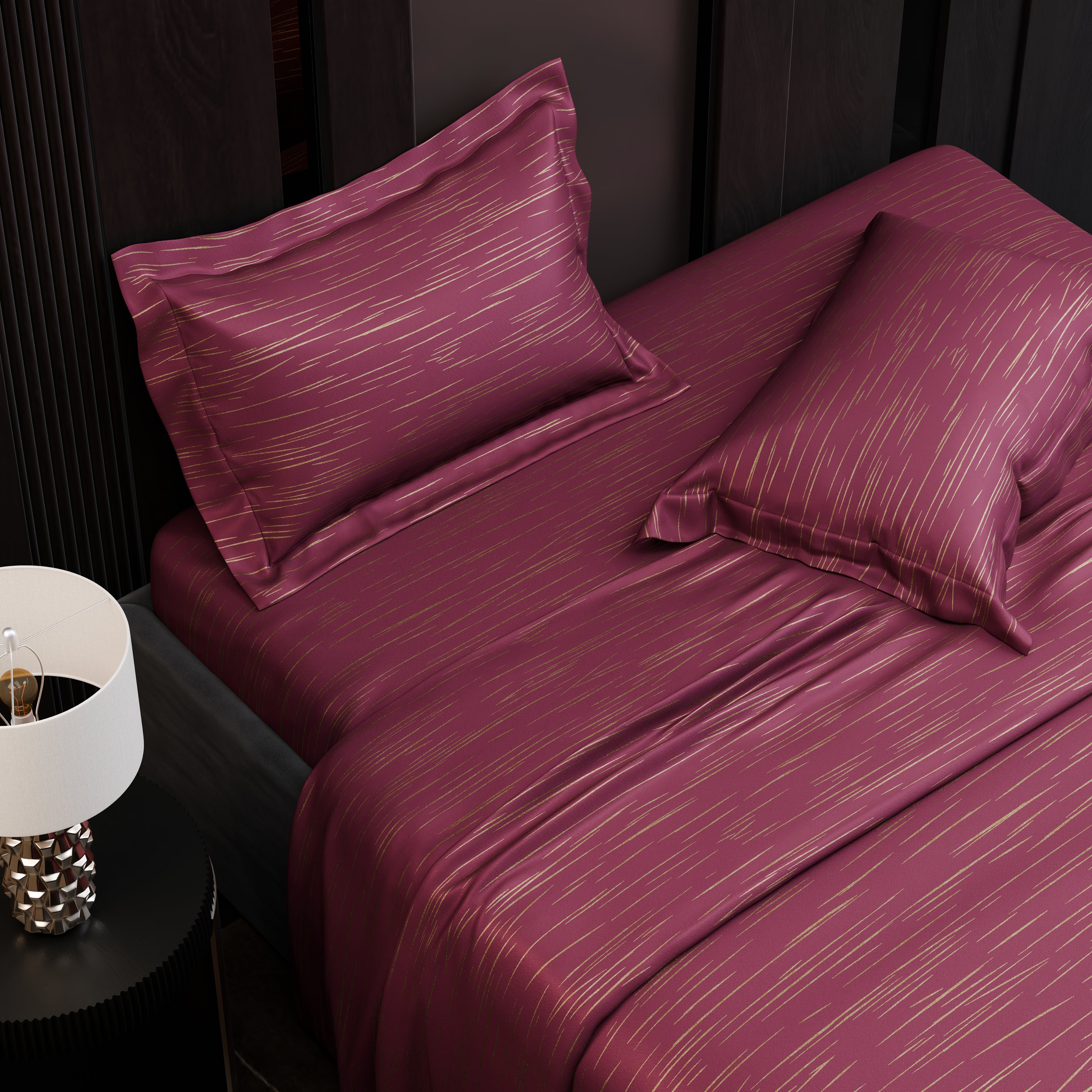 Crimson Radiance Luxstre Cotton Bedsheet Set