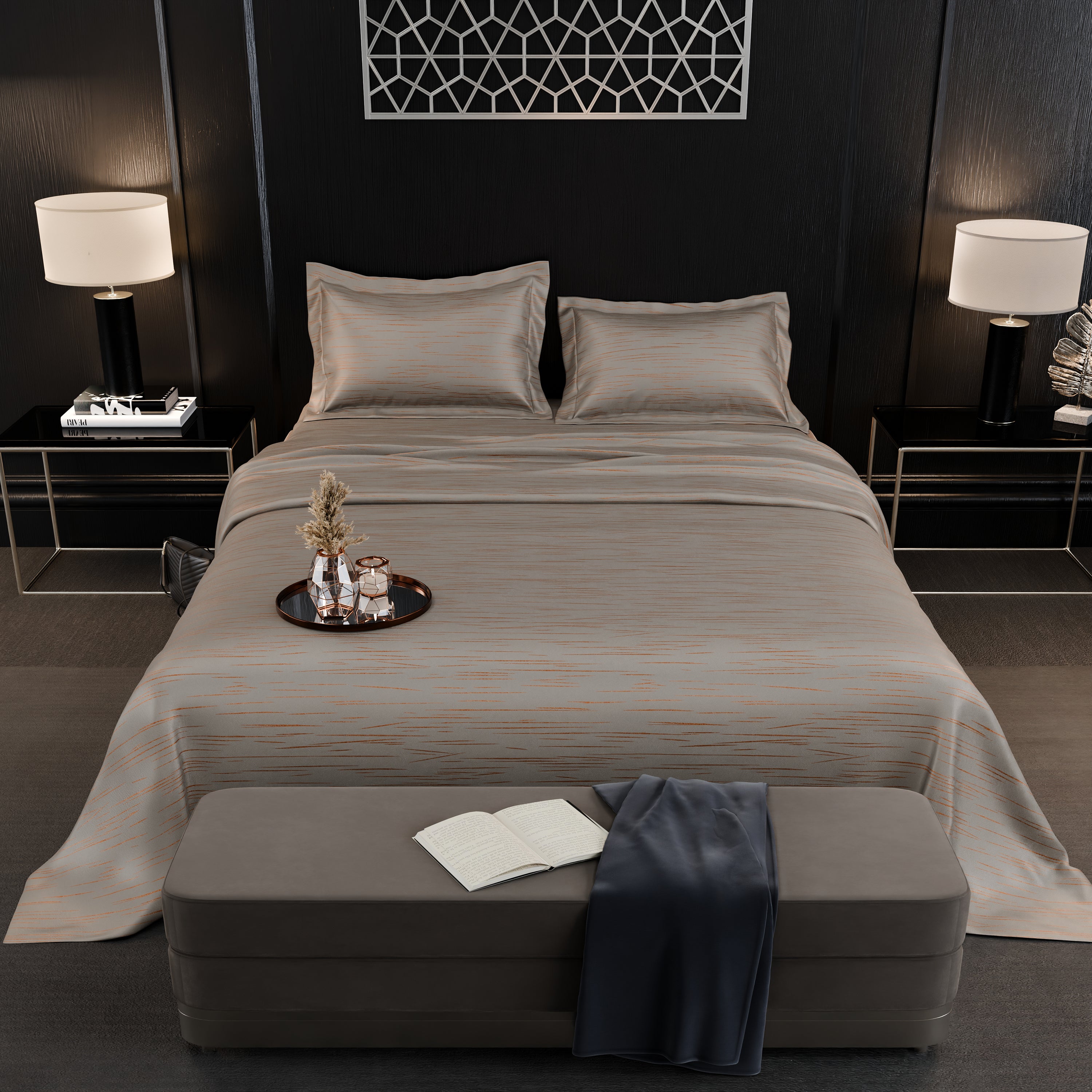Sandstone Glow Luxstre Cotton Bedsheet Set