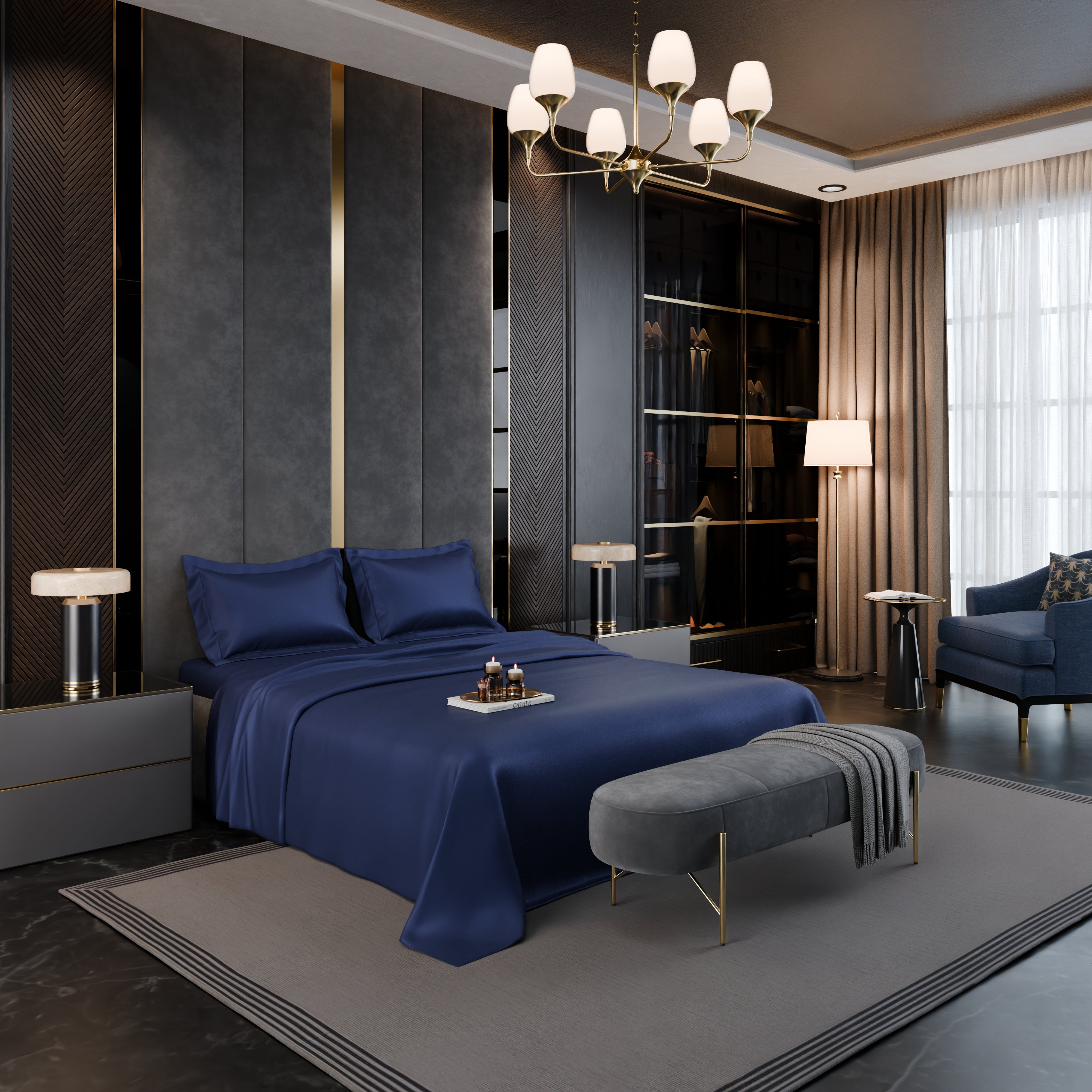 Sapphire Night Luxture Cotton Bed Sheet Set