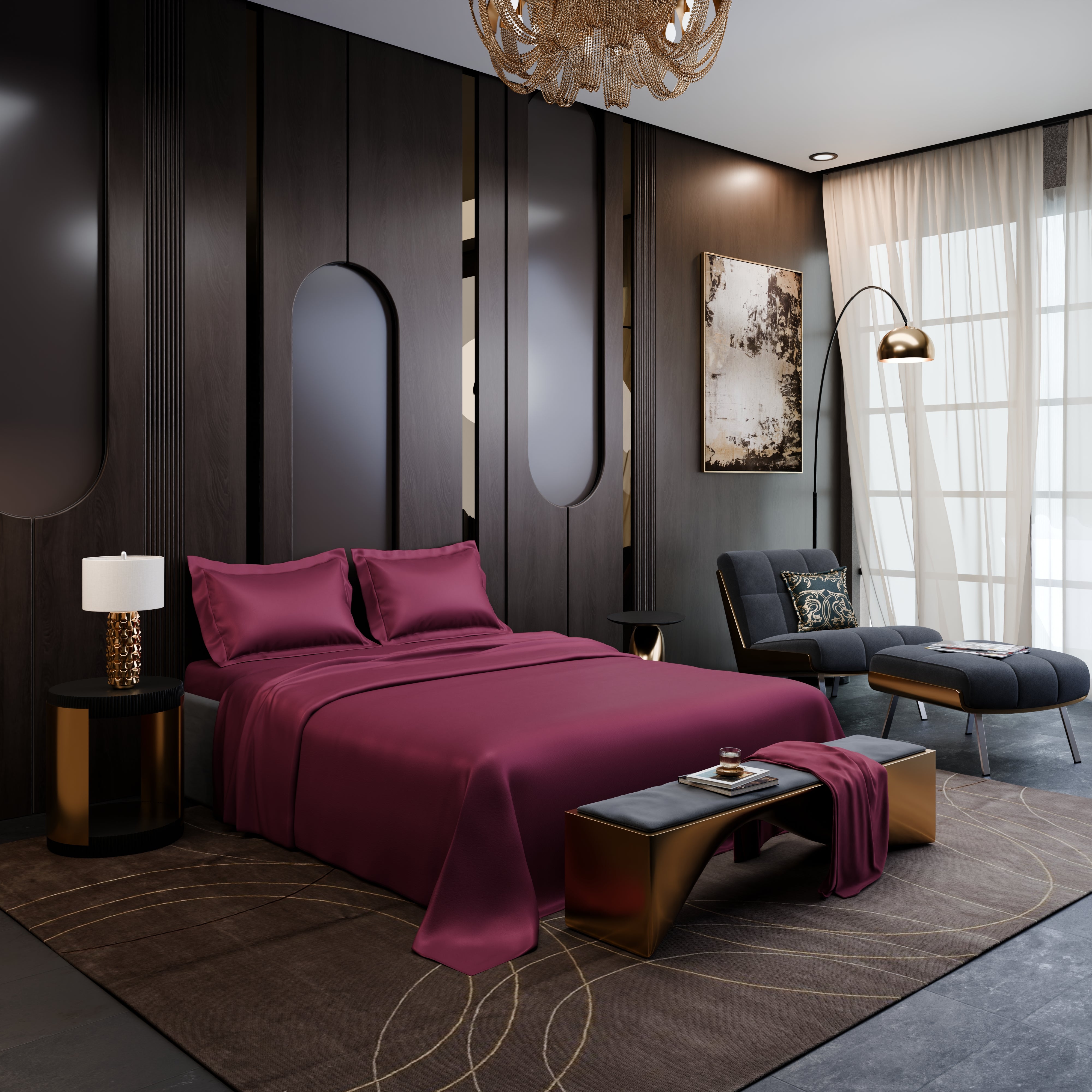 Cherry Crimson Luxture Cotton Bed Sheet Set