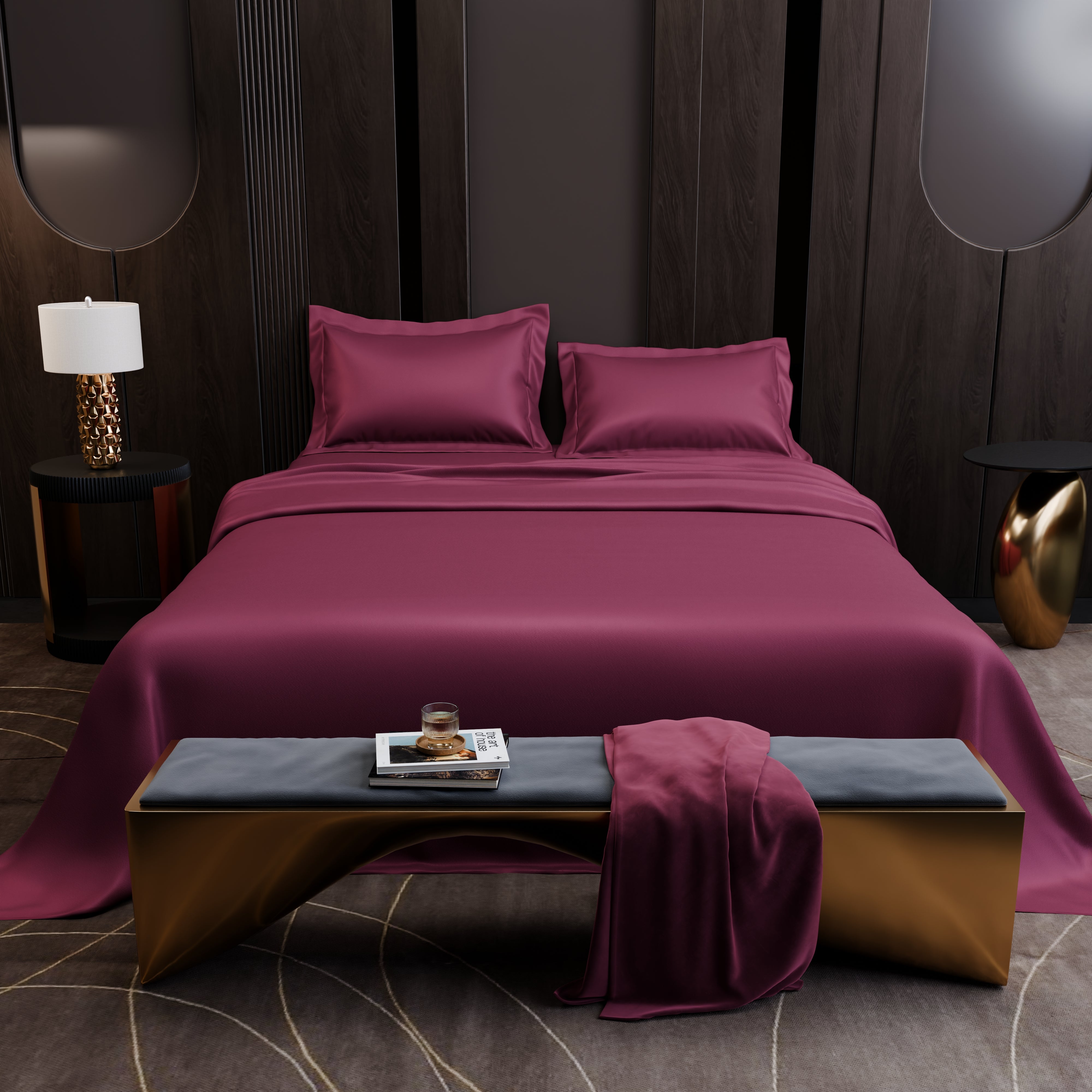 Cherry Crimson Luxture Cotton Bed Sheet Set