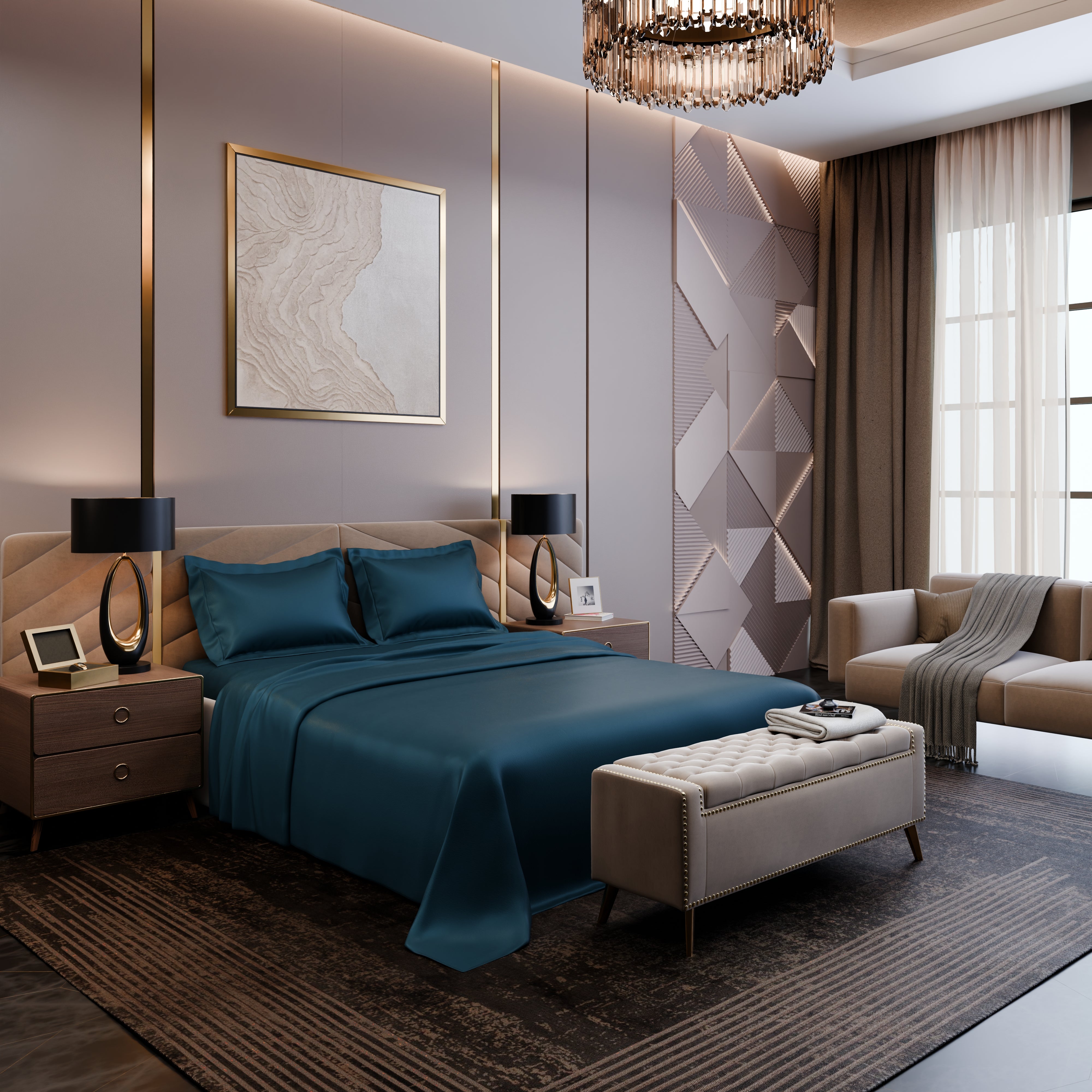 Ocean Azure Luxture Cotton Bed Sheet Set