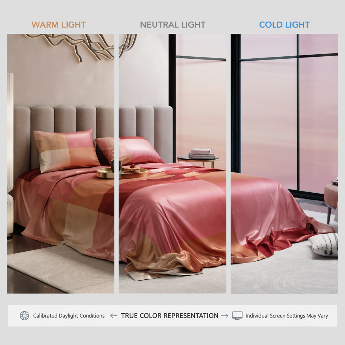 Coral Veil Ultra Satin Bedsheet Set