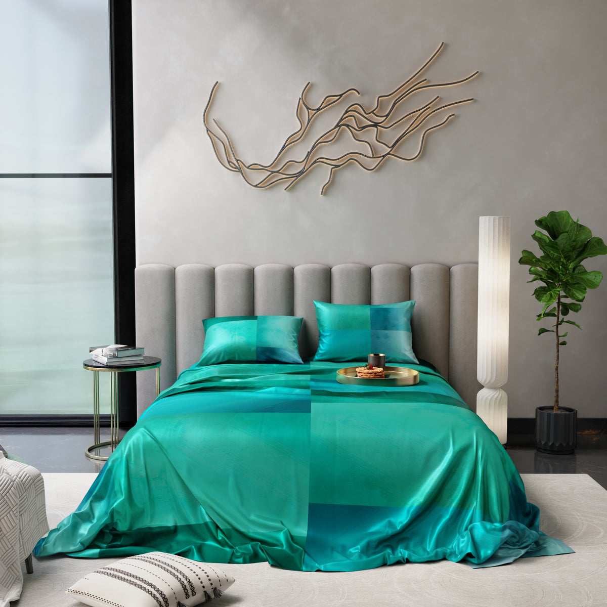 Dewdrop Bloom Ultra Satin Bedsheet Set