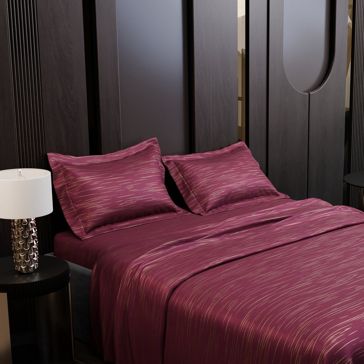 Crimson Radiance Luxstre Cotton Bedsheet Set