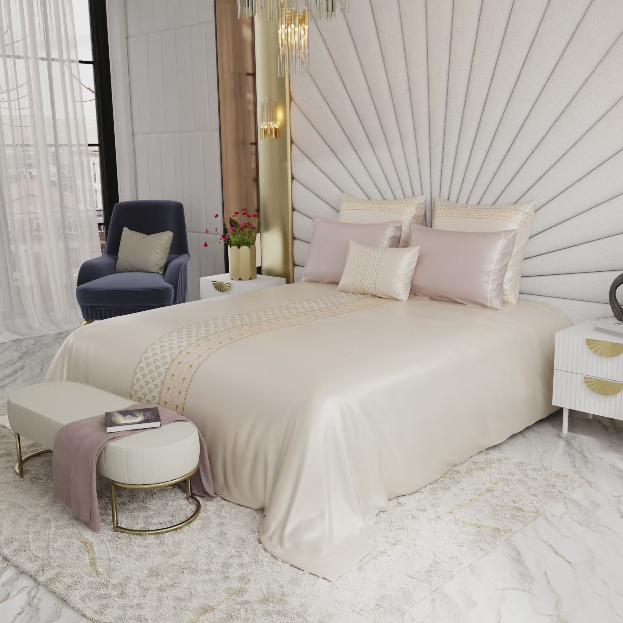 Queen's Blush 6 Piece Bedsheet Set