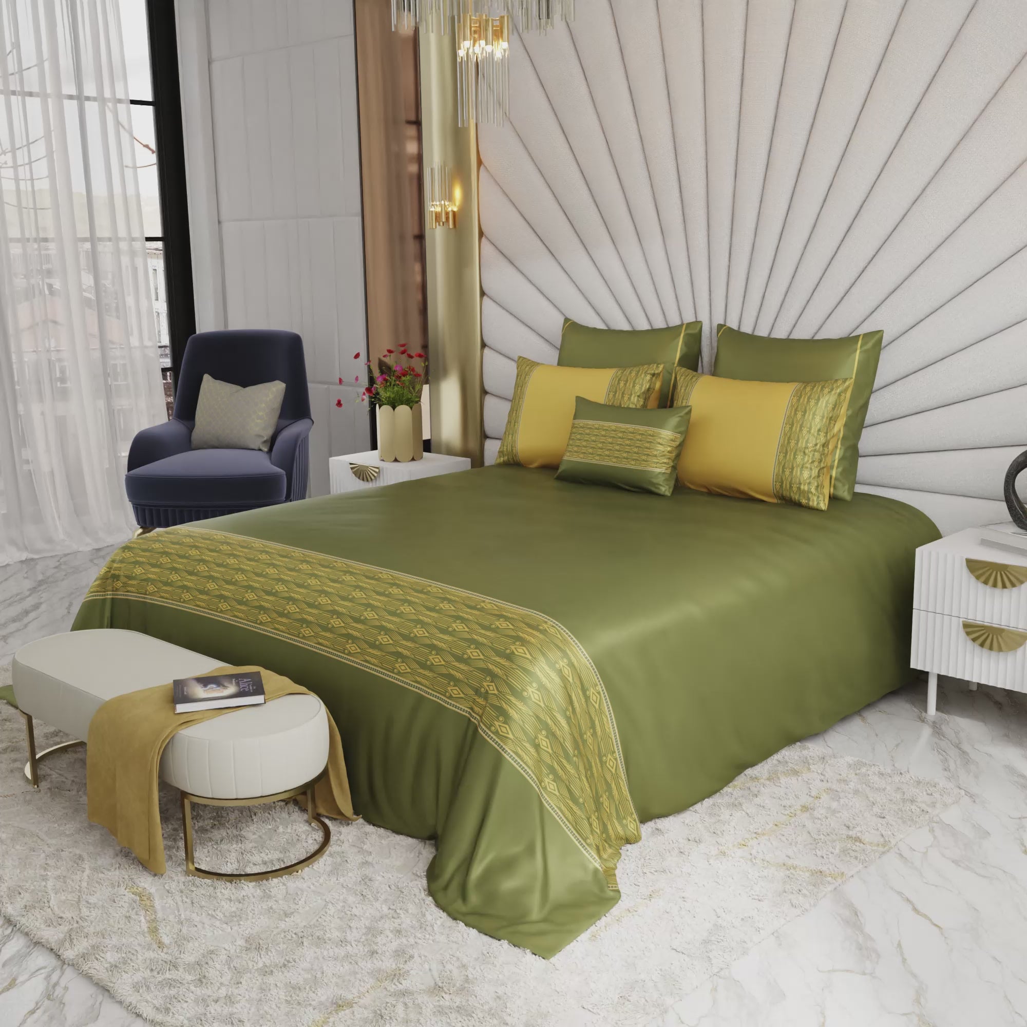 Regal Olive 6 Piece Bedsheet Set