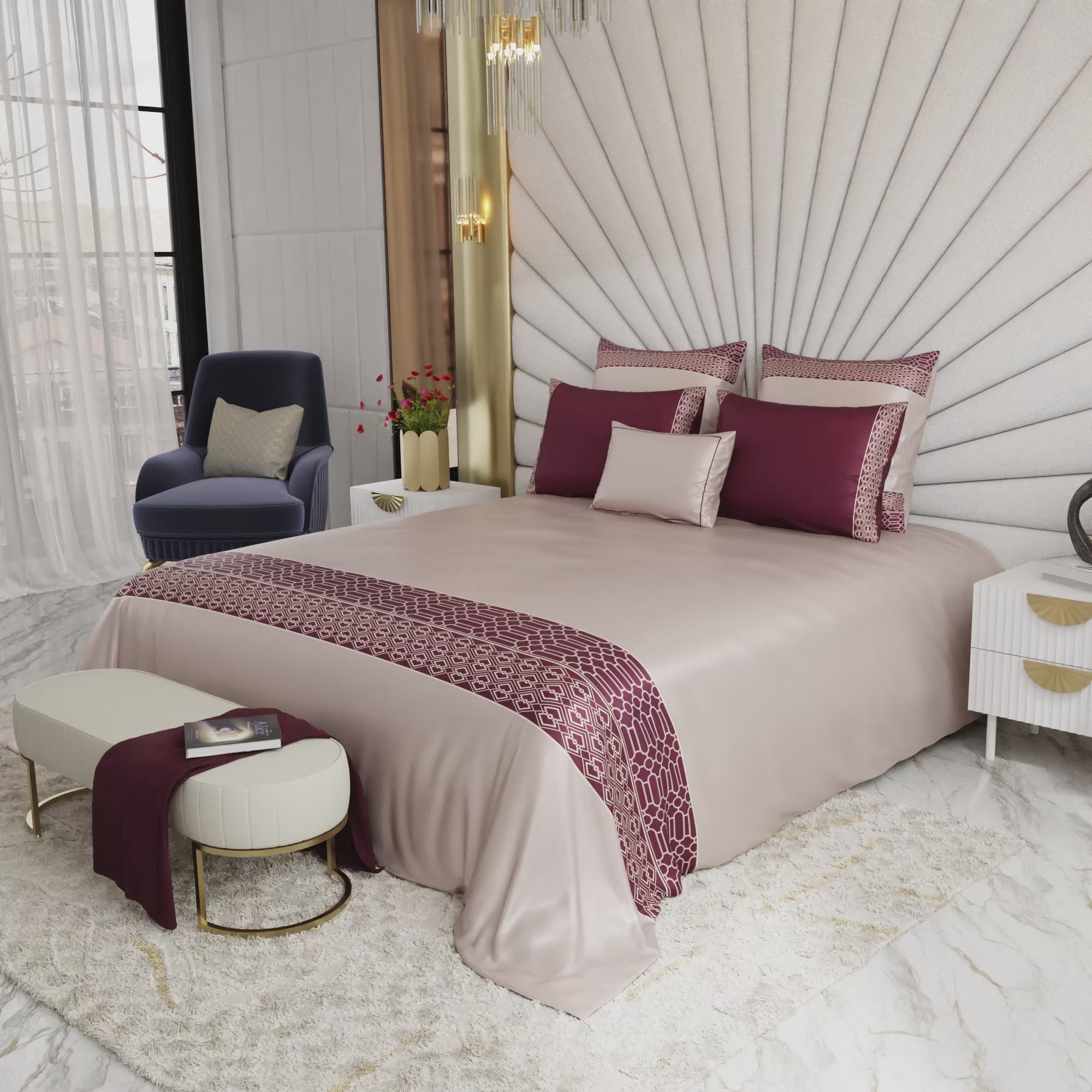 Palatial Rouge 6 Piece Bedsheet Set