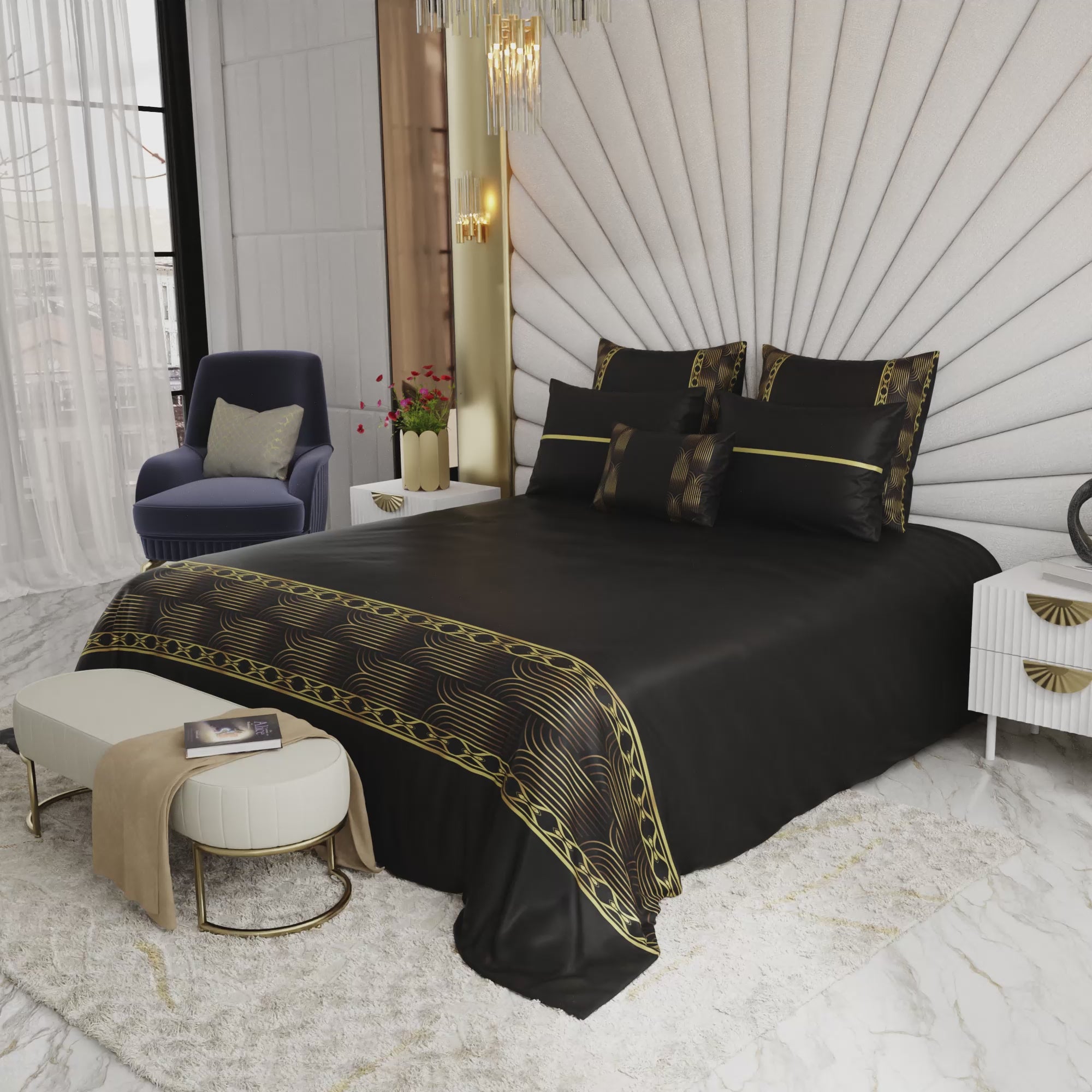 Midnight Gala 6 Piece Bedsheet Set