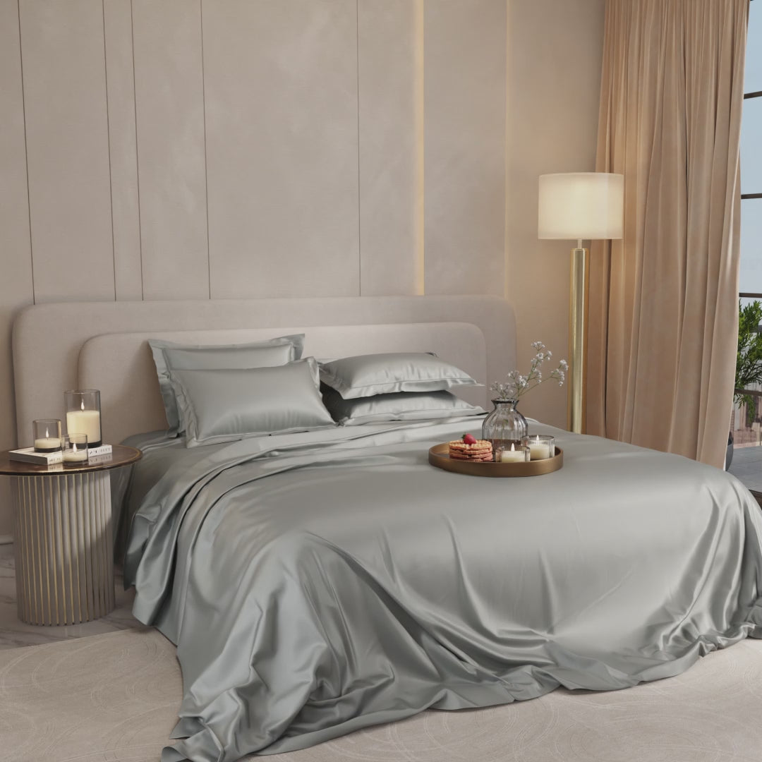 Harbour Mist Grey Flat Bedsheet Set