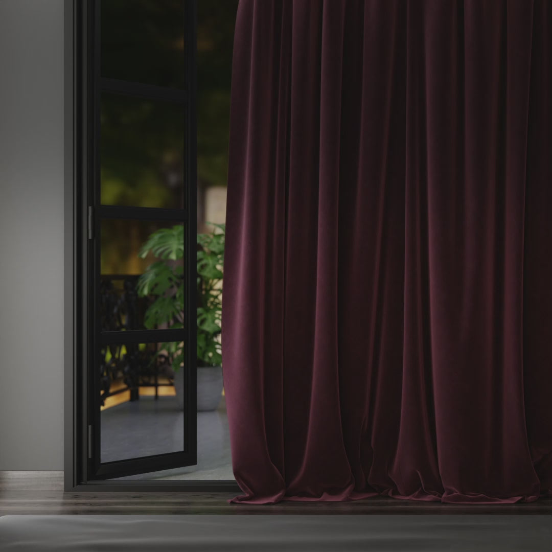 Vintage Wine - Pack of 2 Velvet Curtains