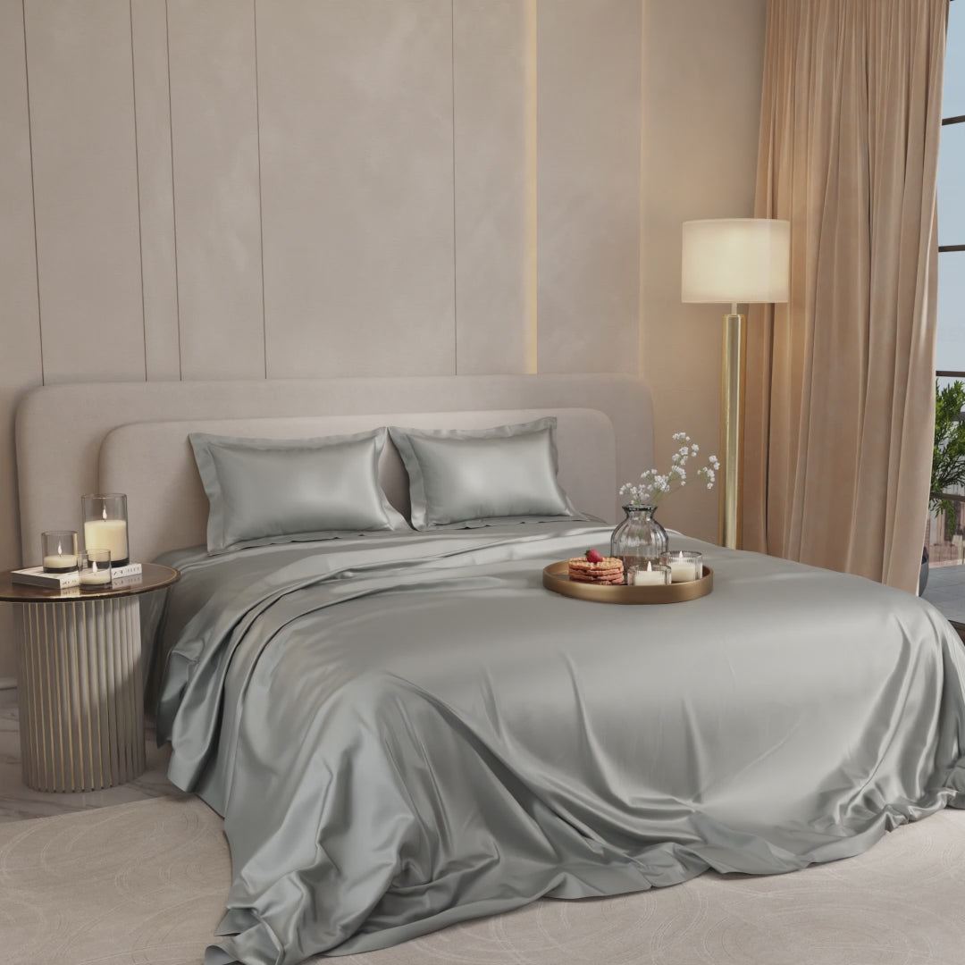 Harbour Mist Grey Flat Bedsheet Set