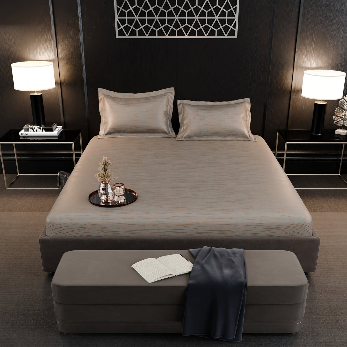 Sandstone Glow Luxstre Cotton Fitted Sheet Set
