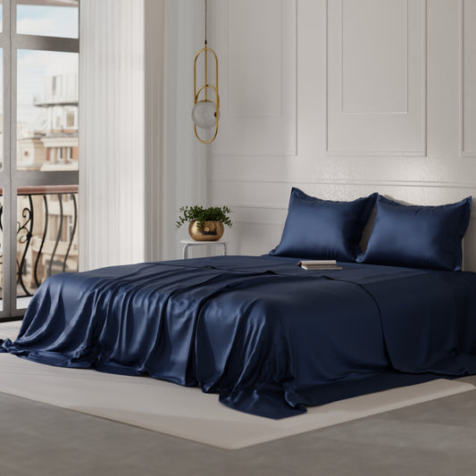 Mystique Blue Flat Bedsheet Set