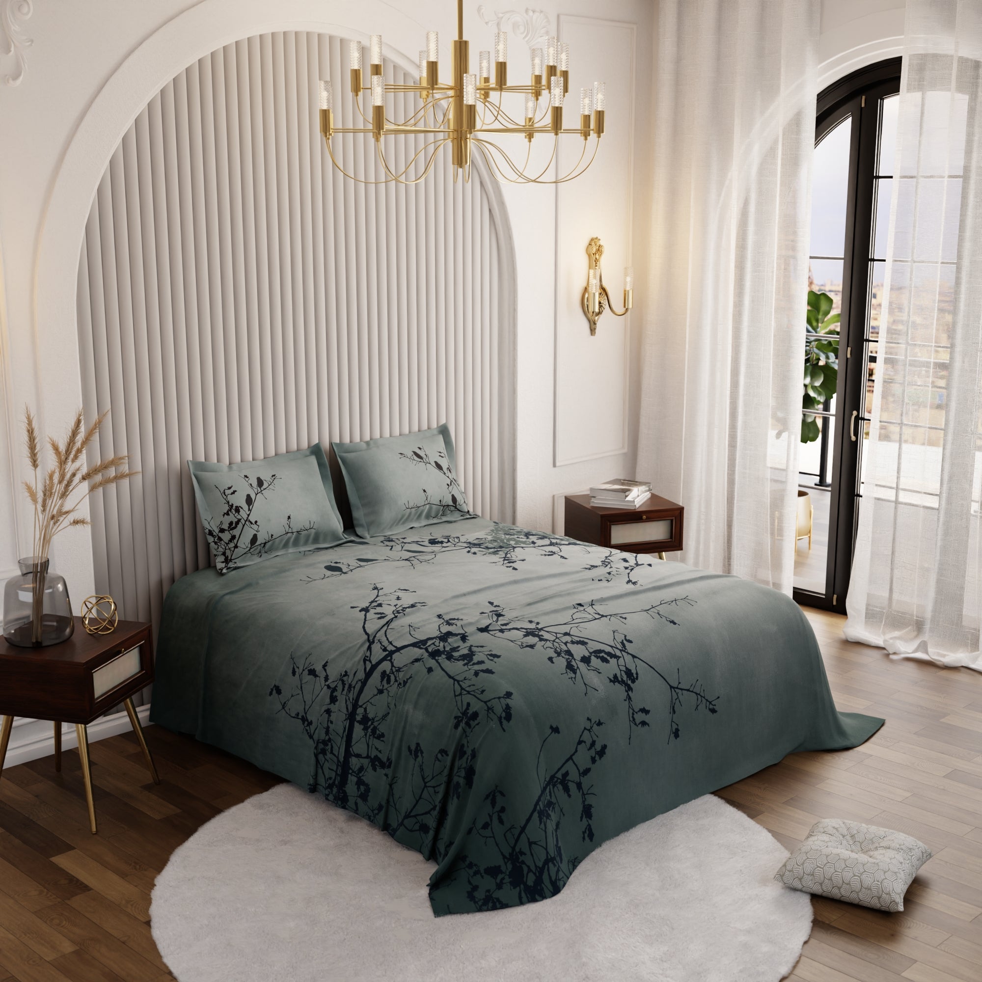 Teal Perch Bedsheet Set