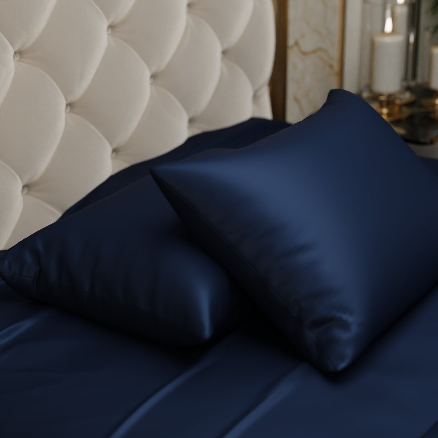 Silk-Like Mystique Blue Pillow Covers - Set of 2