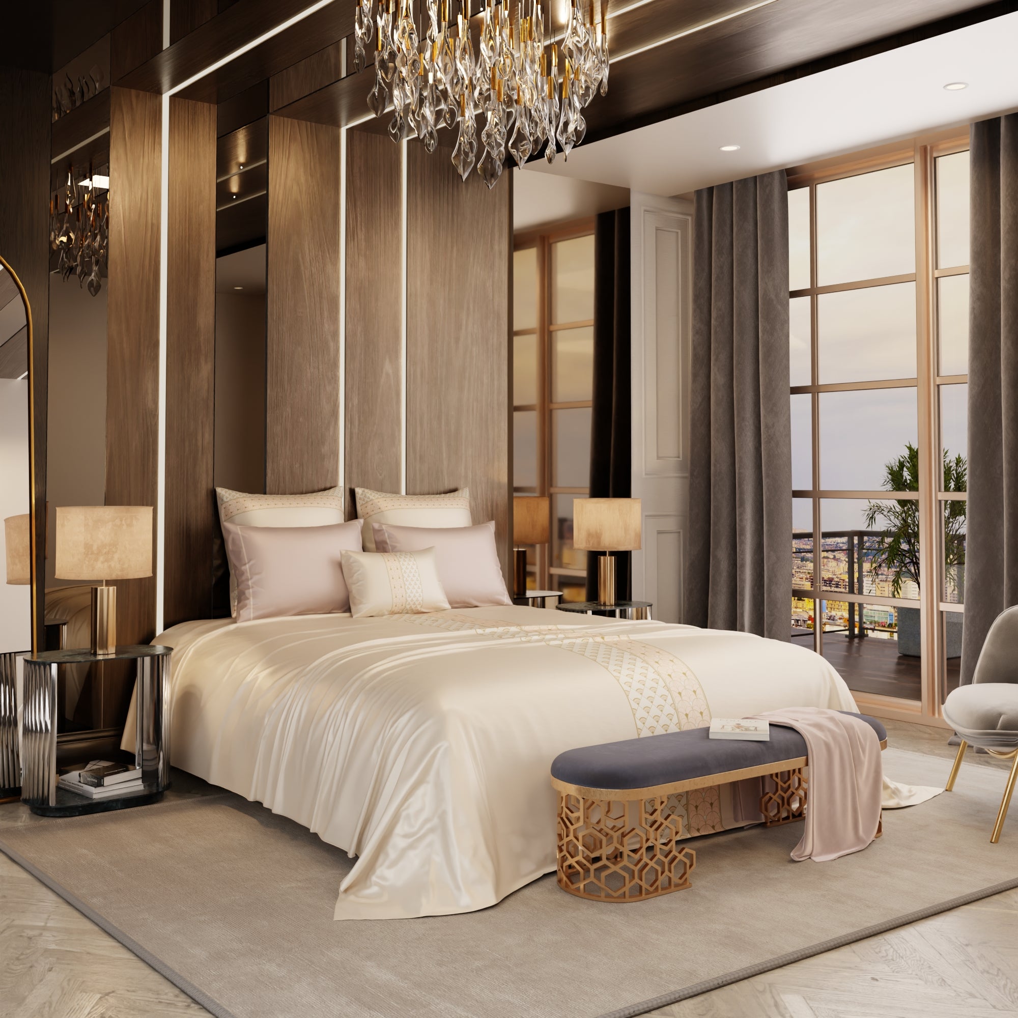 Queen's Blush 6 Piece Bedsheet Set