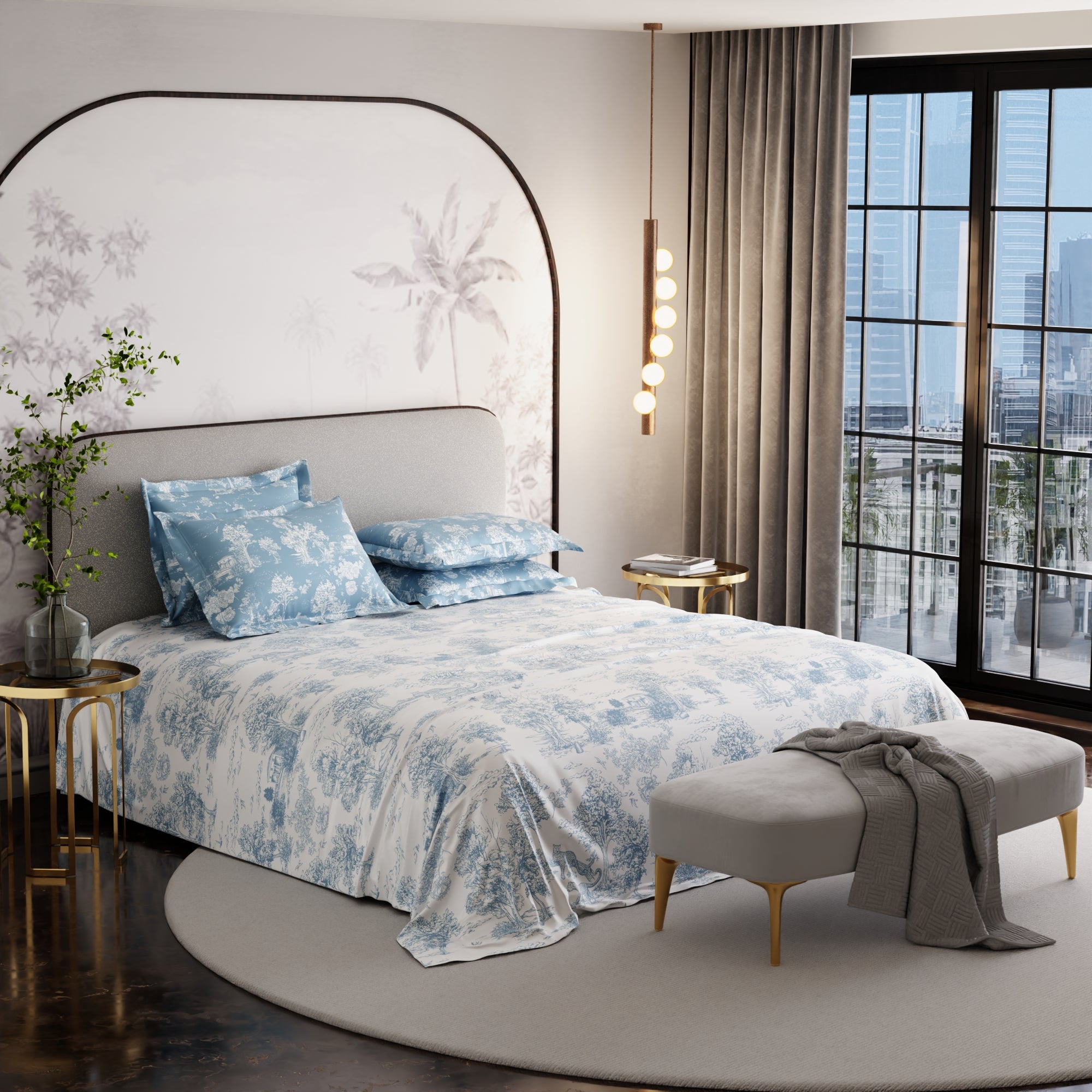 Snow Flower 300TC 100% Cotton Bedsheet Set