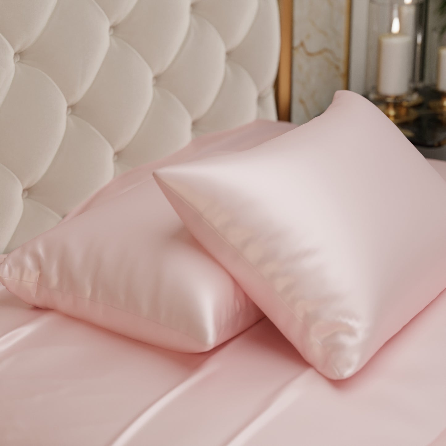 Silk-Like Blushing Pink Pillow Covers - Set of 2