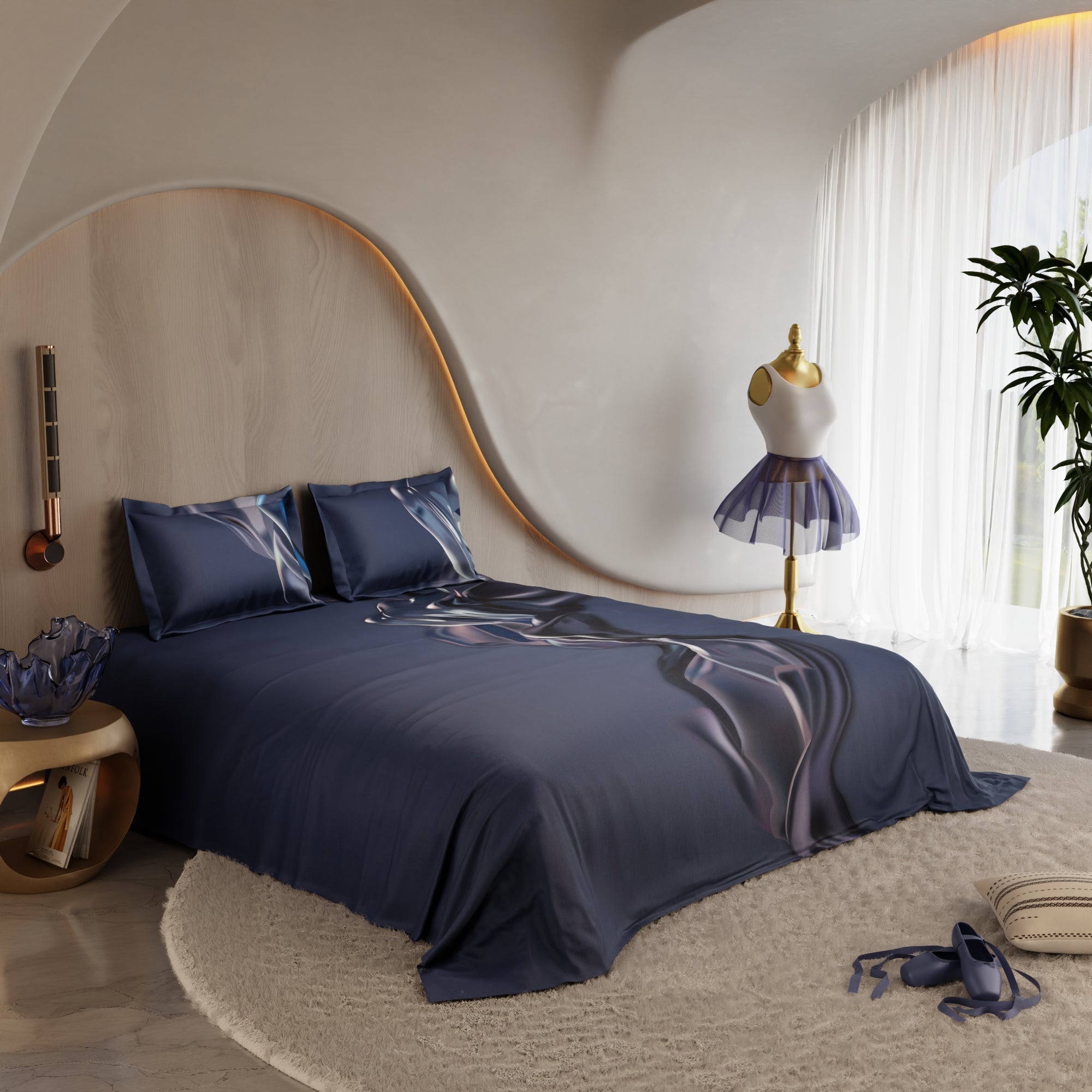 Midnight Cascade 100% Cotton Bedsheet Set