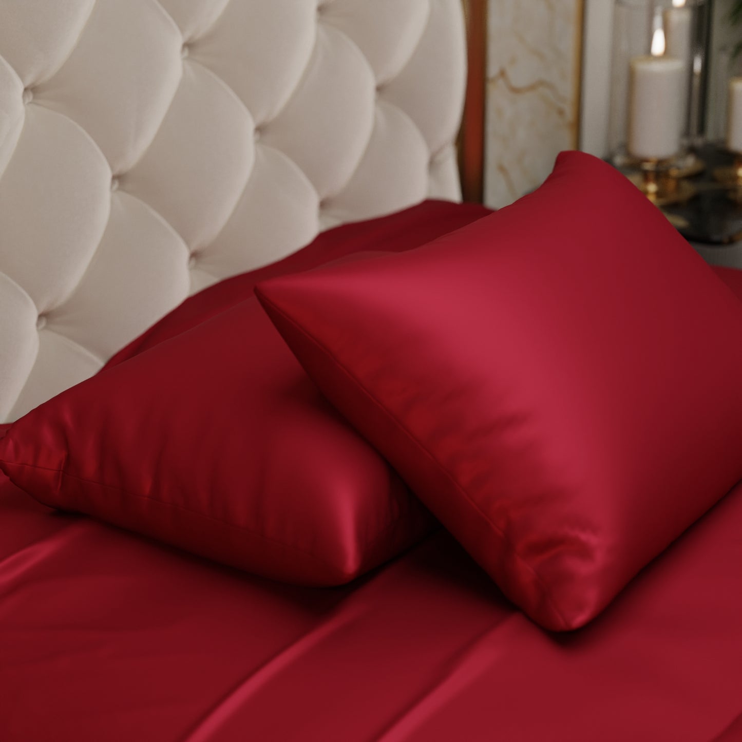 Silk-Like Flirty Red Pillow Covers - Set of 2