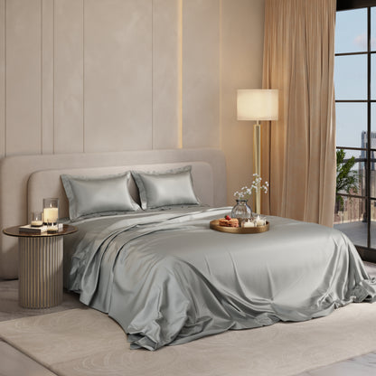 Harbour Mist Grey Flat Bedsheet Set