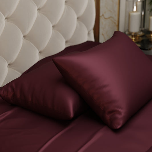 Silk-Like Velvet Wine Pillow Covers - Set of 2