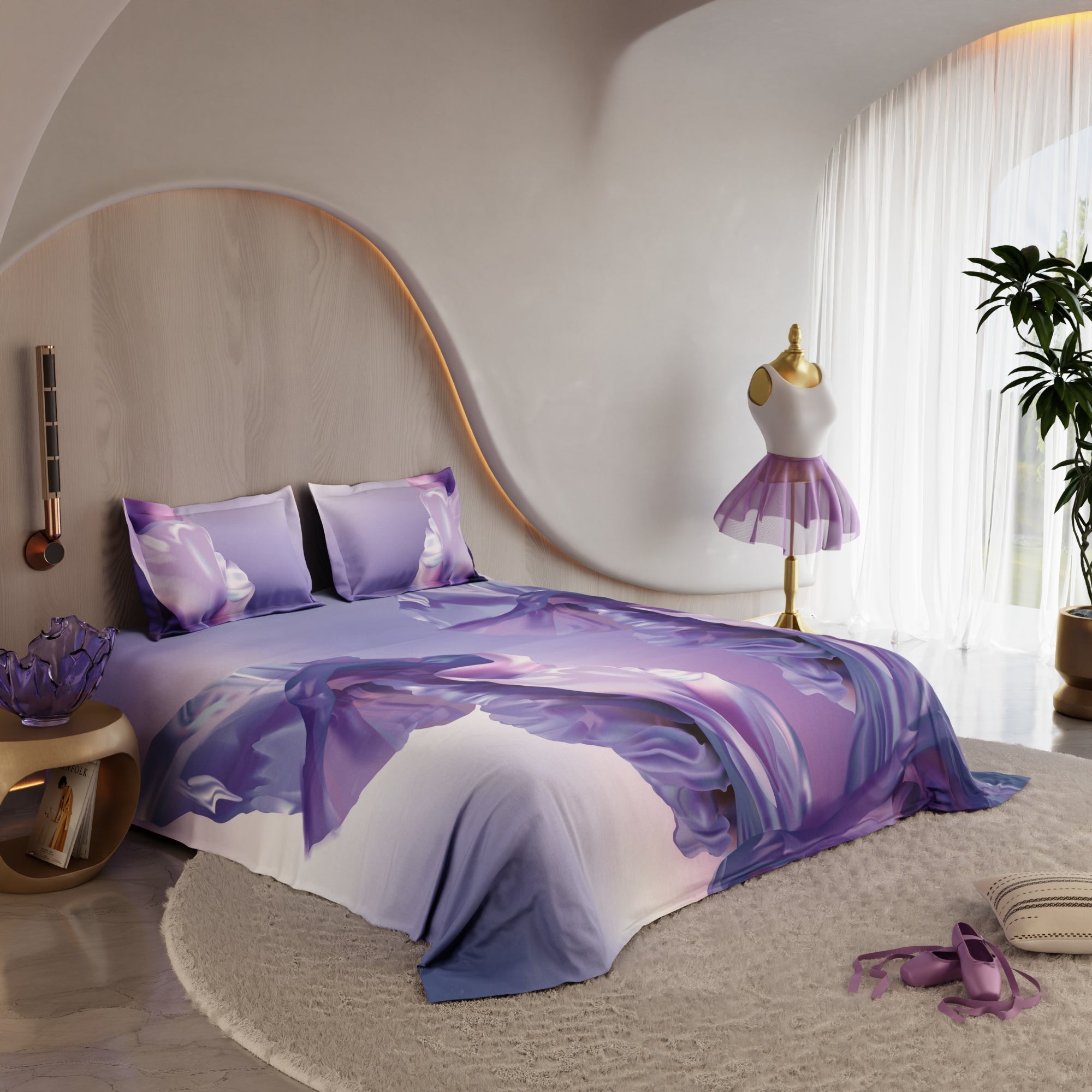 Lilac Twirl 100% Cotton Bedsheet Set