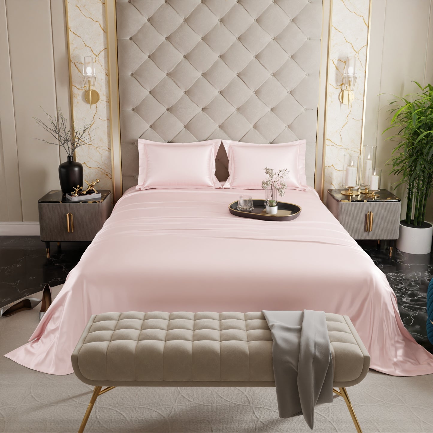 Blushing Pink Flat Bedsheet Set