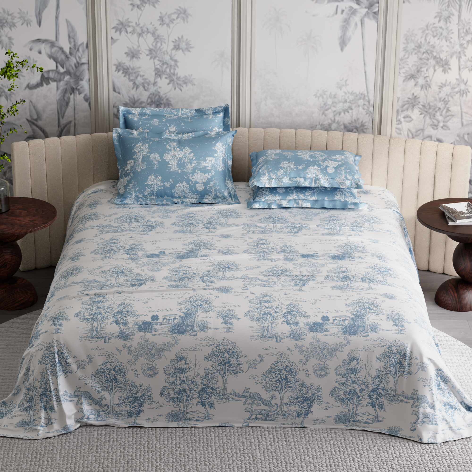 Snow Flower 300TC 100% Cotton Bedsheet Set