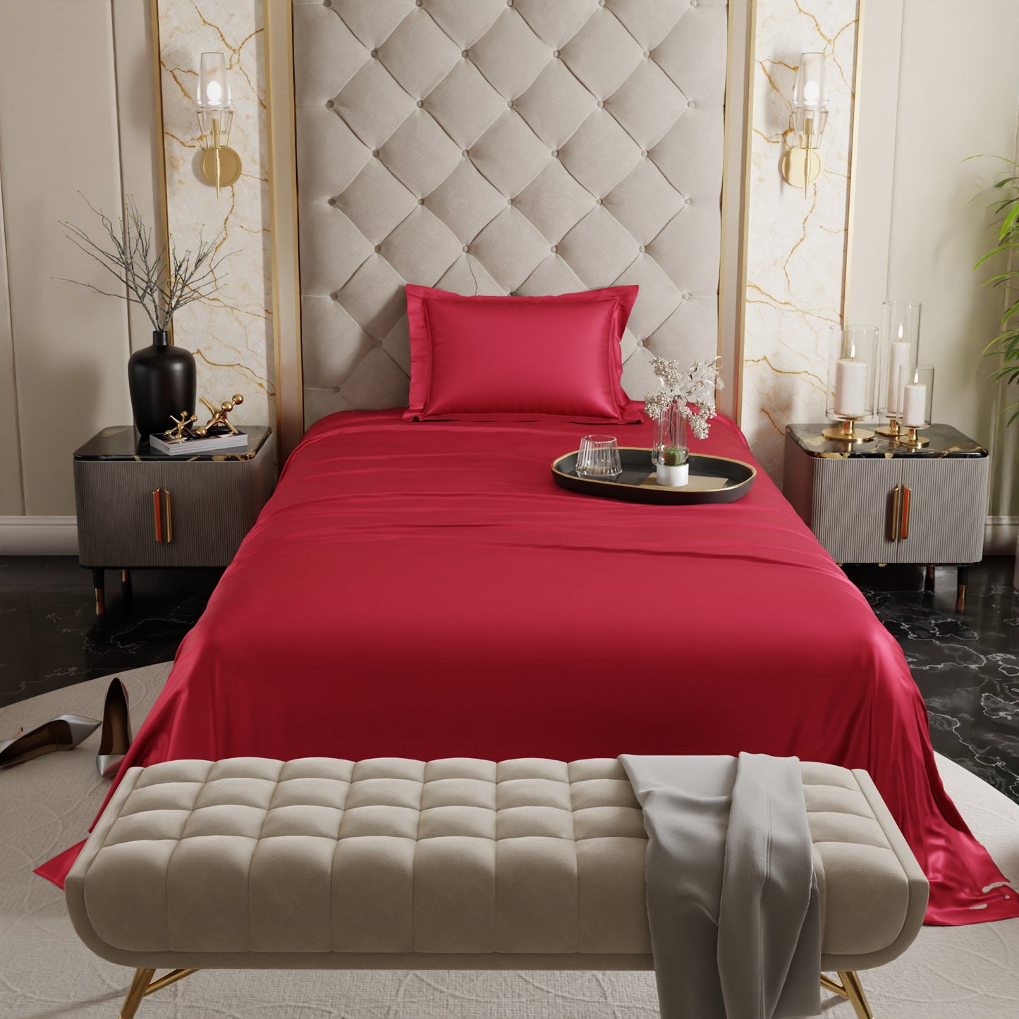 Flirty Red Flat Bedsheet Set