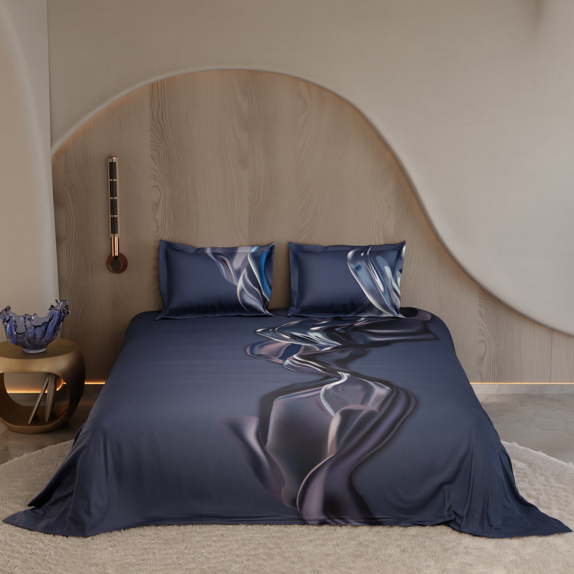 Midnight Cascade 100% Cotton Bedsheet Set