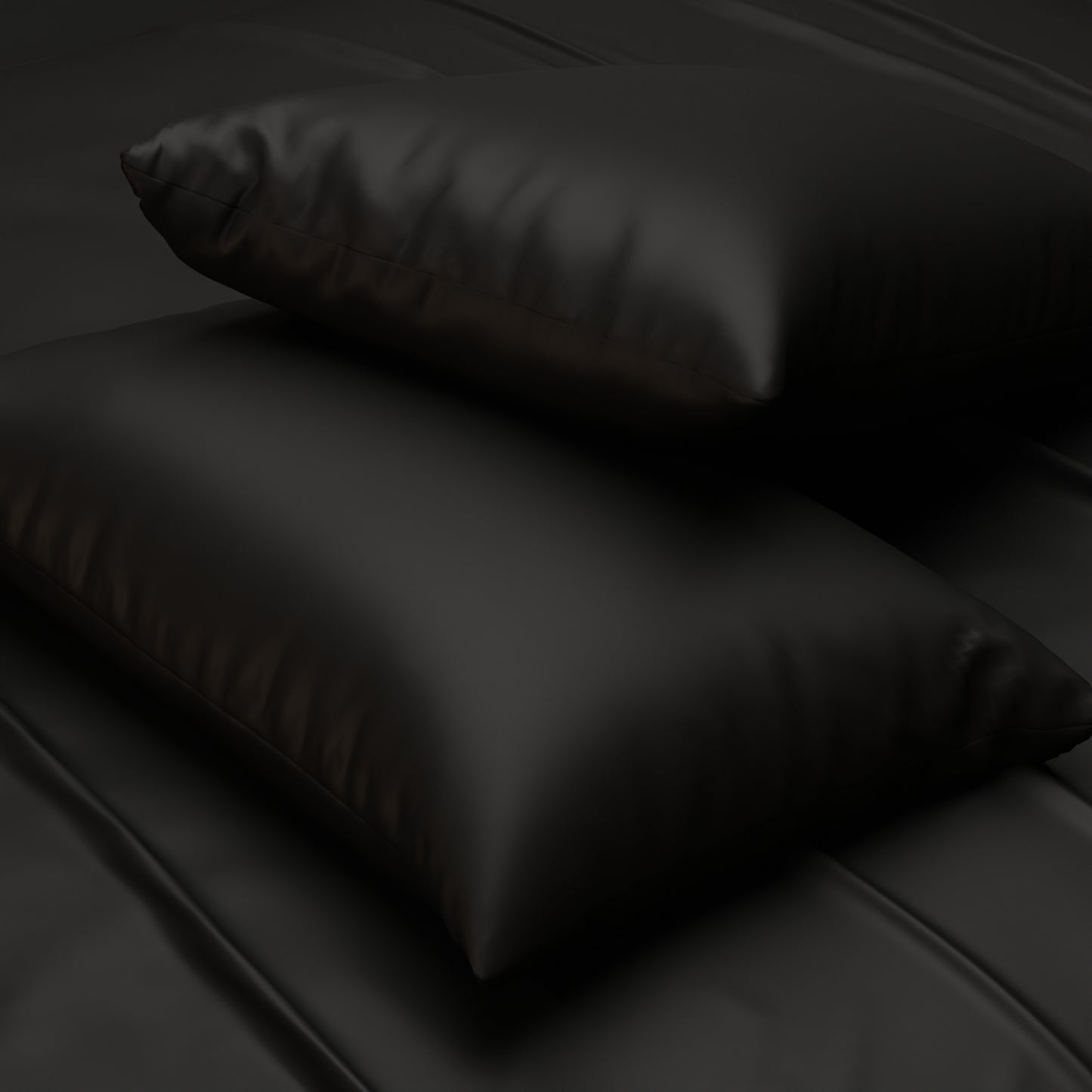 Silk-Like Midnight Black Pillow Covers - Set of 2