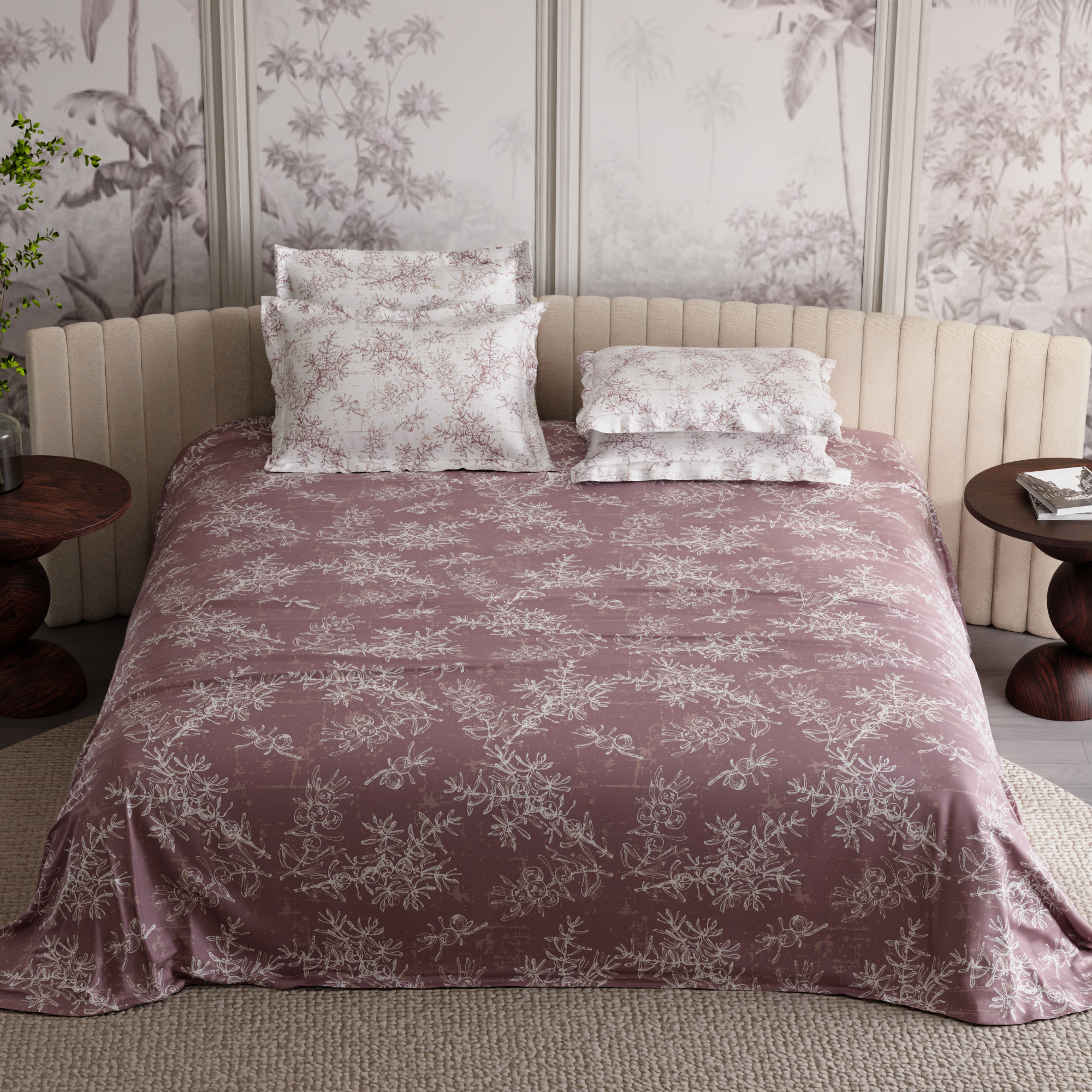 Ember Leaf 300TC 100% Cotton Bedsheet Set
