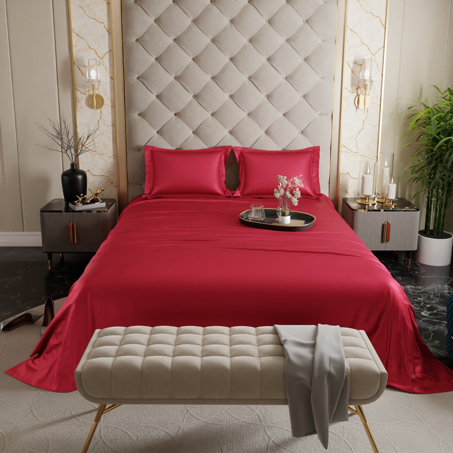 Flirty Red Flat Bedsheet Set