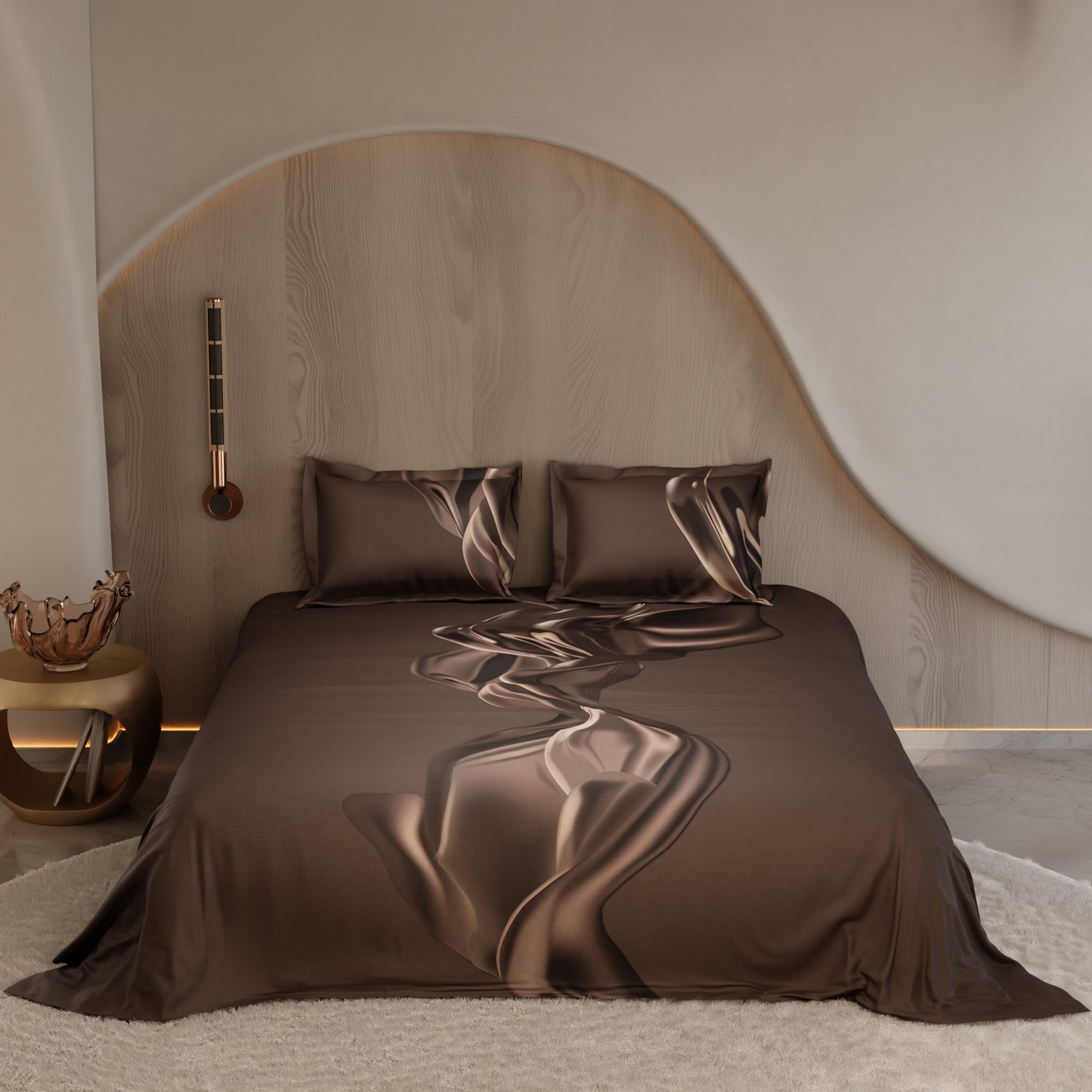 Sepia Swirl 100% Cotton Bedsheet Set