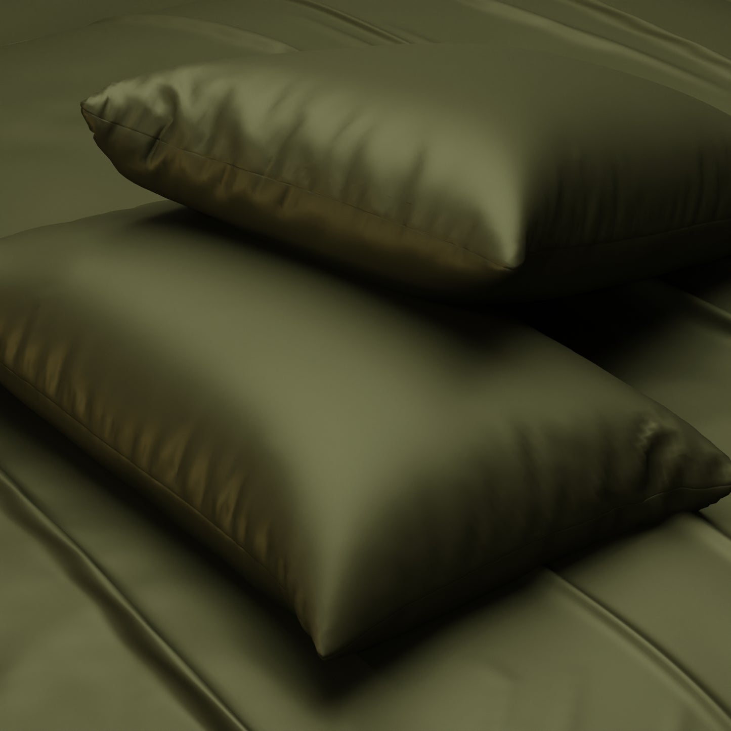 Silk-Like Olive Oasis Pillow Covers - Set of 2