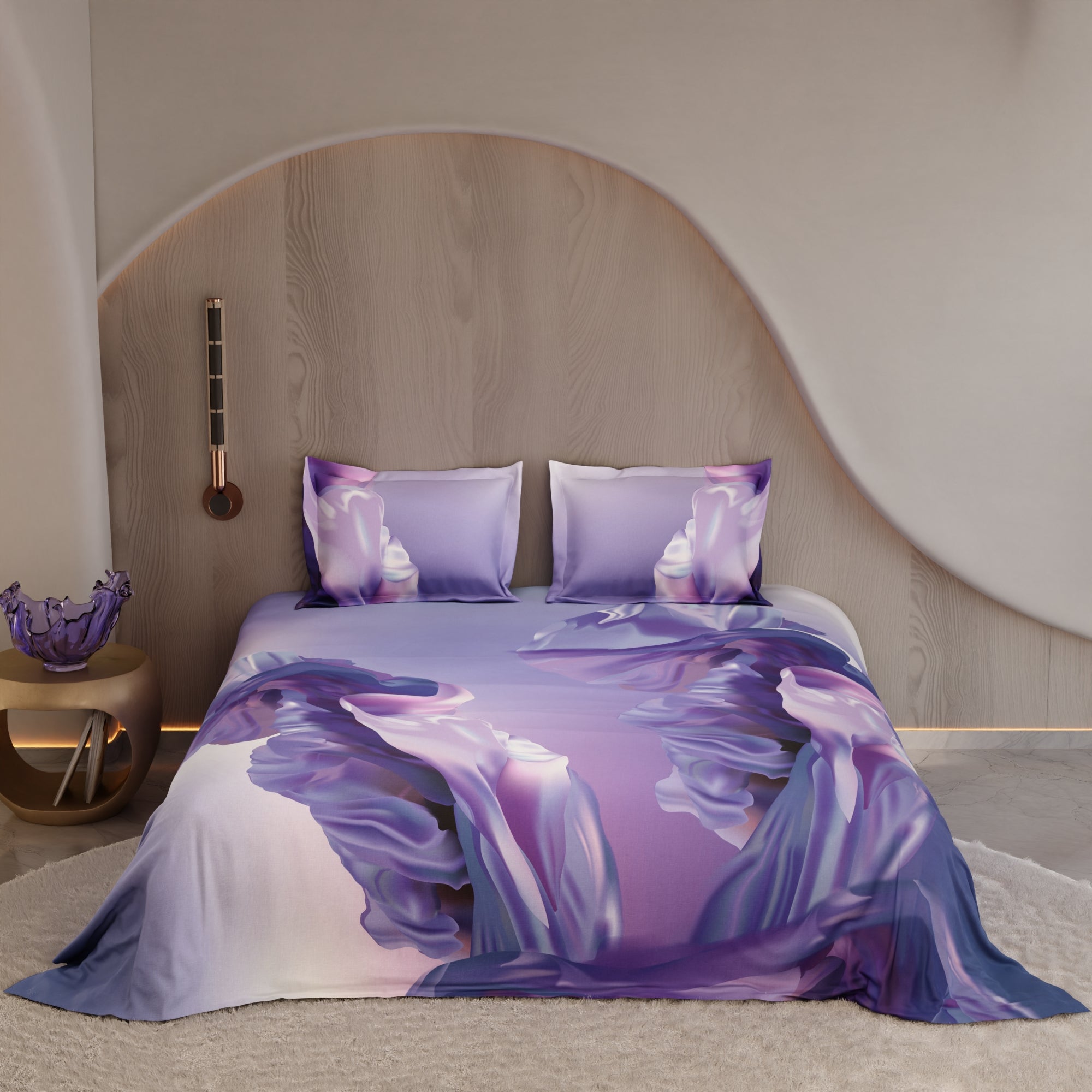 Lilac Twirl 100% Cotton Bedsheet Set