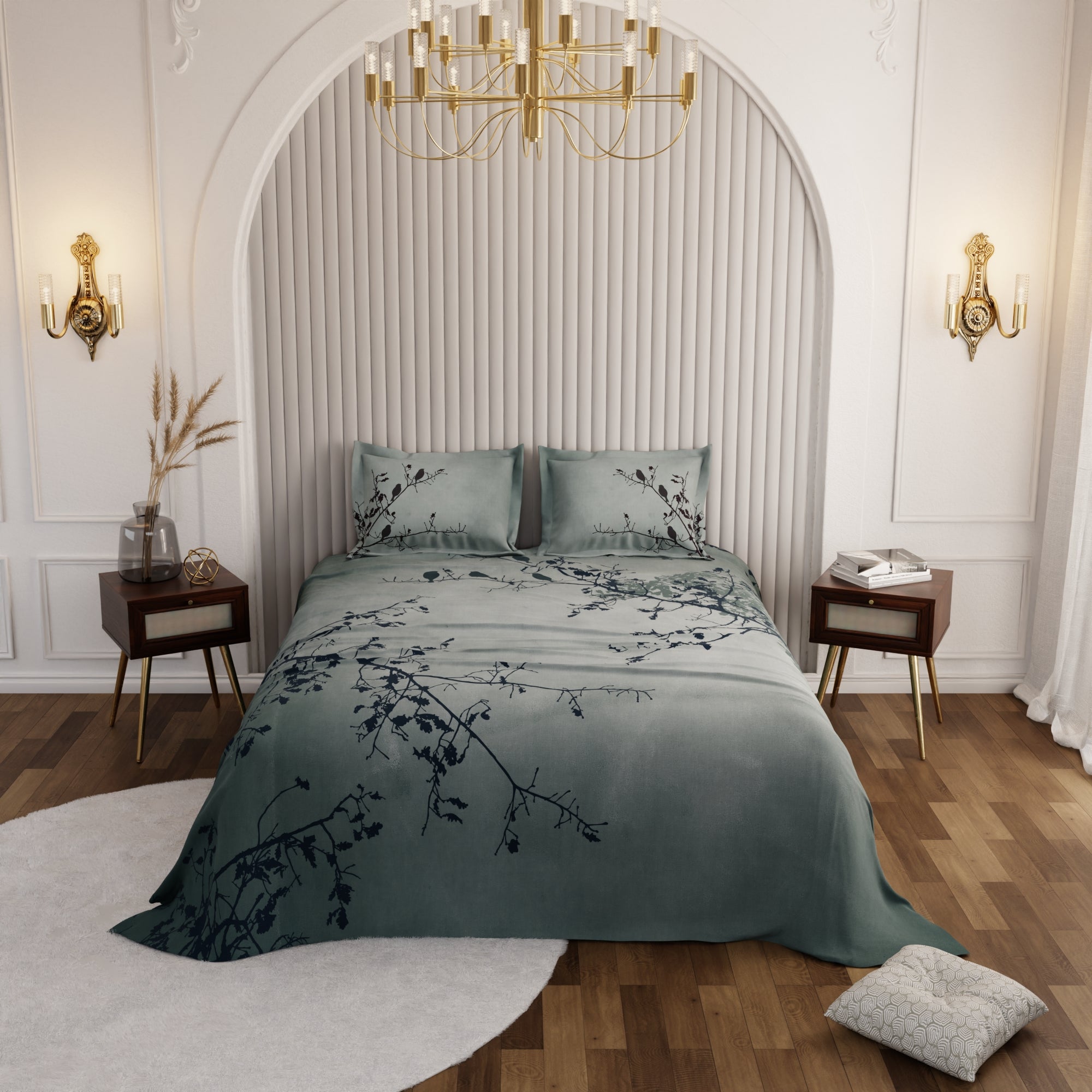 Teal Perch Bedsheet Set