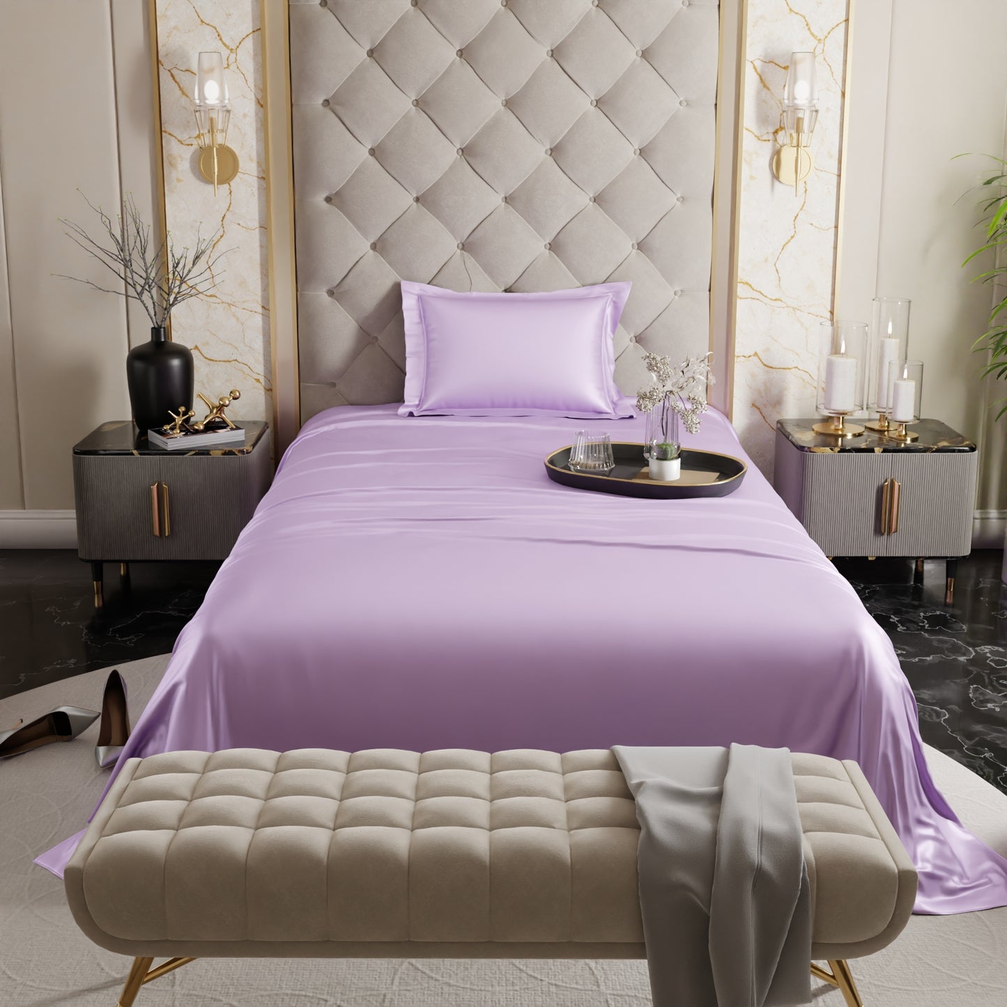 Lilac Affair Flat Bedsheet Set