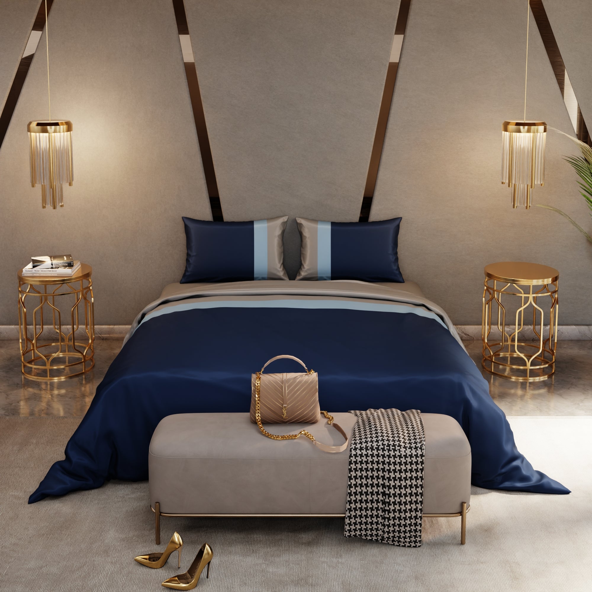 Elegant Tri-Stripes Comforter Set